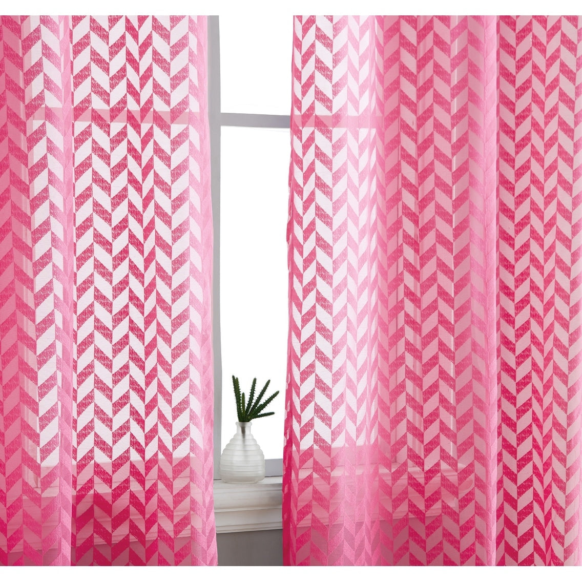 HLC.me Herringbone Lace Thick Semi Sheer Premium Grommet Top Window Curtain Panels Kids Room & Bedroom - Set of 2 Panels