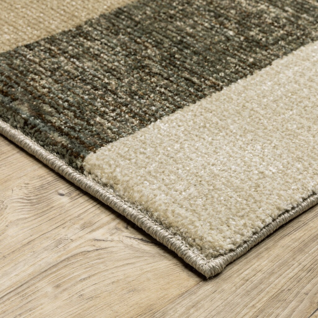 2' X 8' Brown Charcoal Gold And Beige Geometric Power Loom Stain Resistant Runner Rug - 3'6