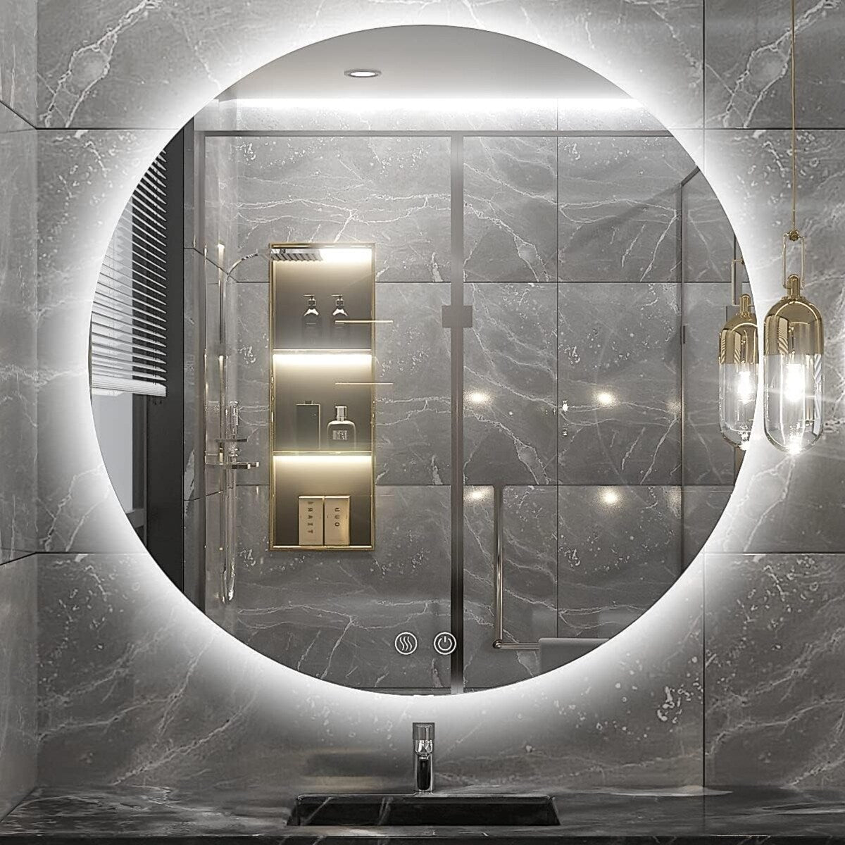 Round Frameless Super Bright LED Backlited Wall Bathroom Vanity Mirror