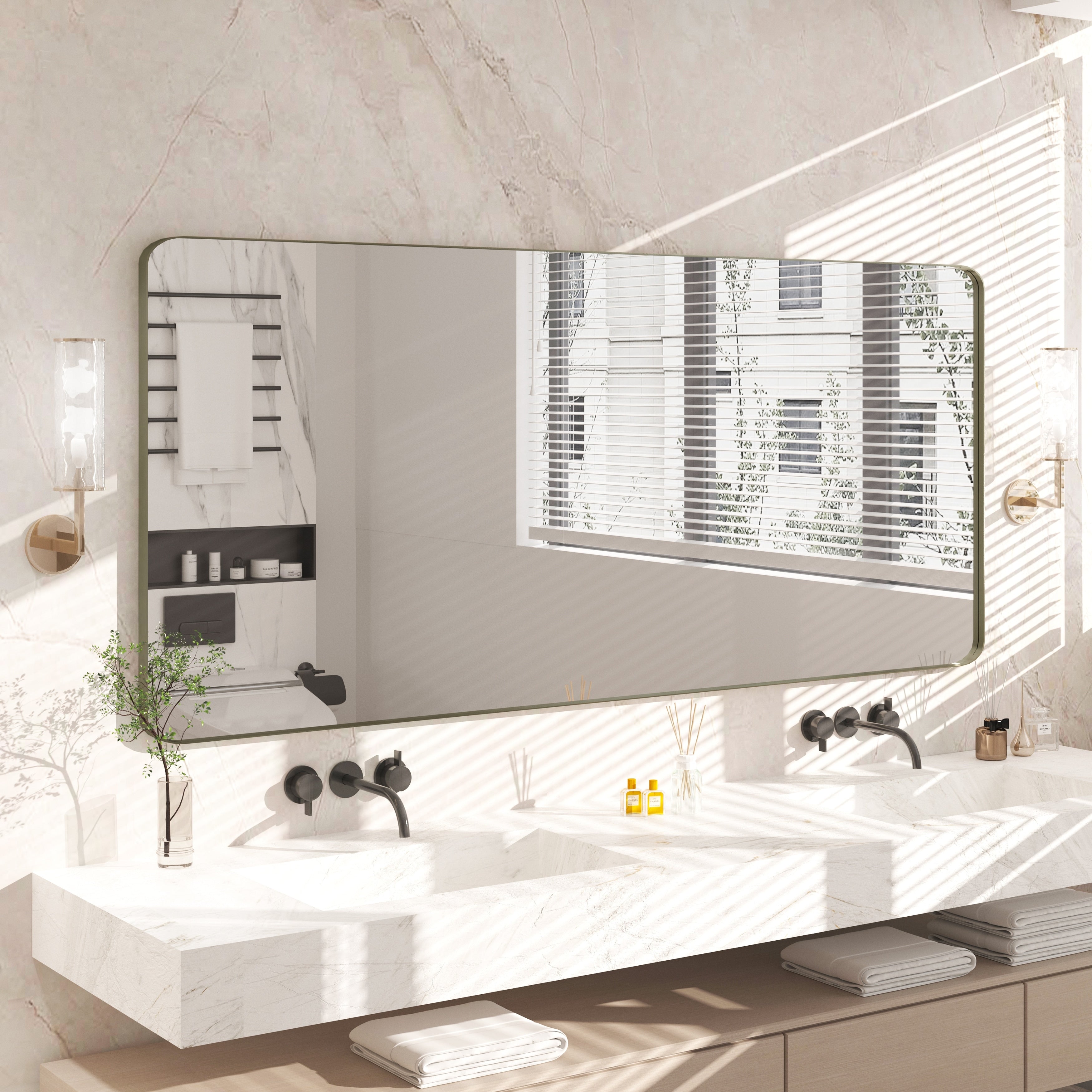 QuivaraView Rectangular Aluminum Framed Bathroom Vanity Mirror