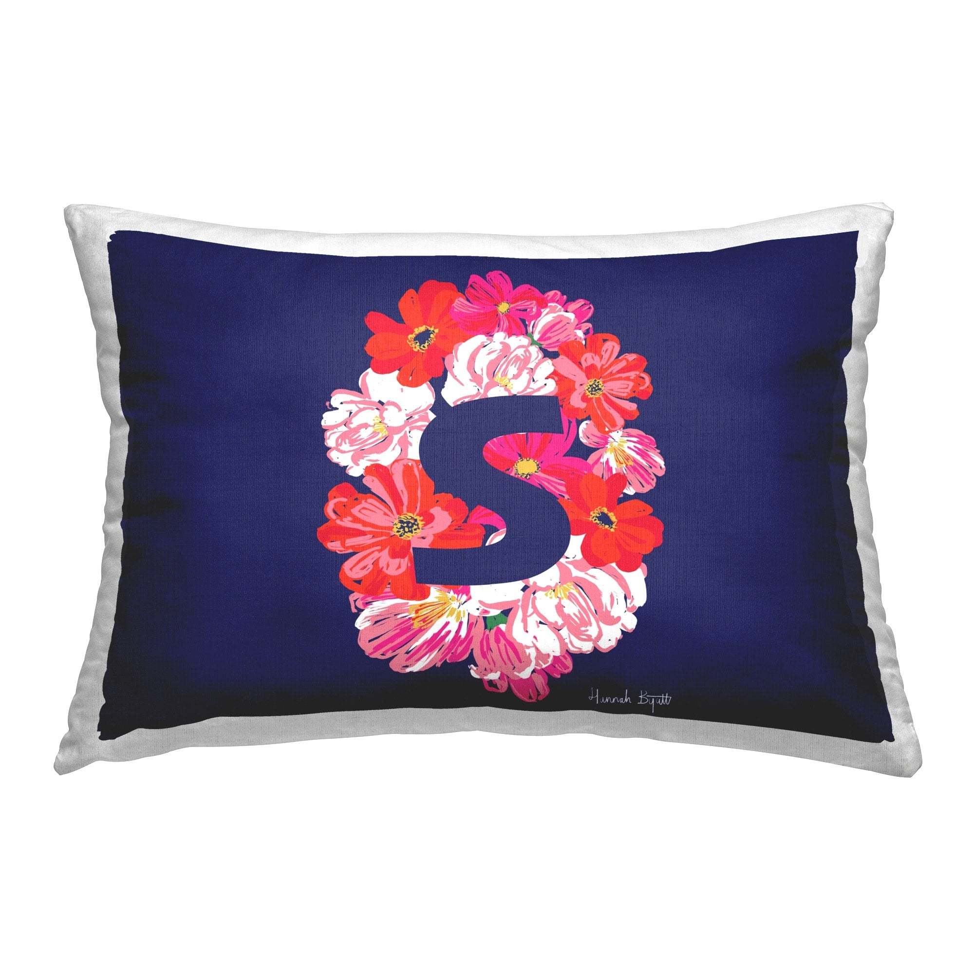 Stupell Floral Initial Letter S Decorative Printed Throw Pillow Design by Hannah Louise Byatt