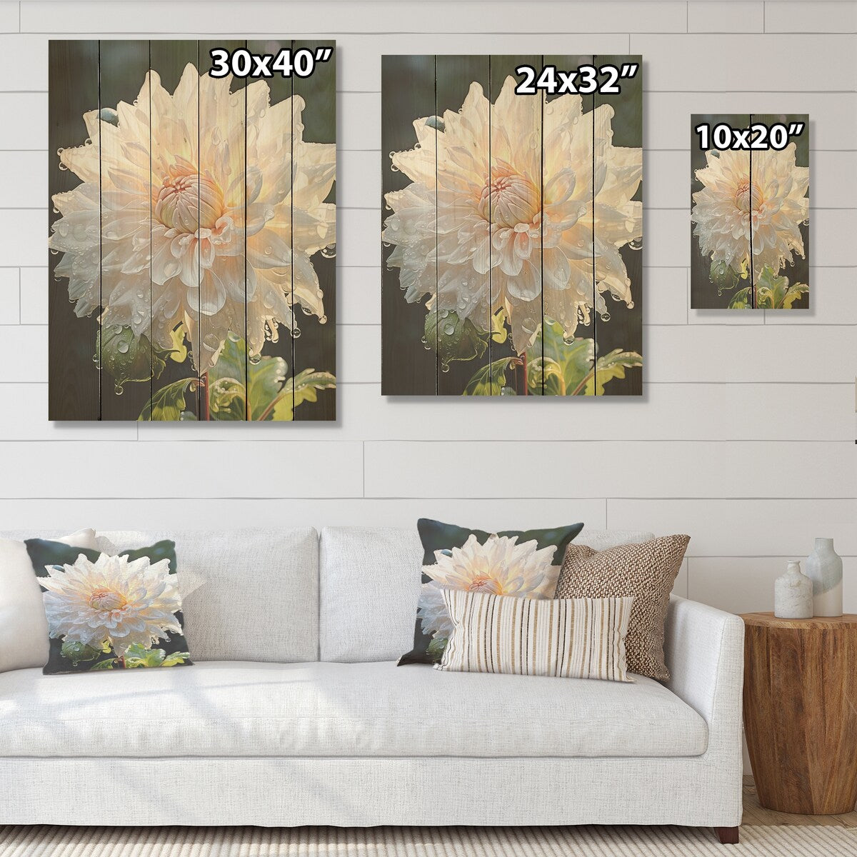 Designart A Dance Of White Dahlias Florescence Dahlia Wood Wall Decor - Traditional Wood Panel On Natural Pine Wood