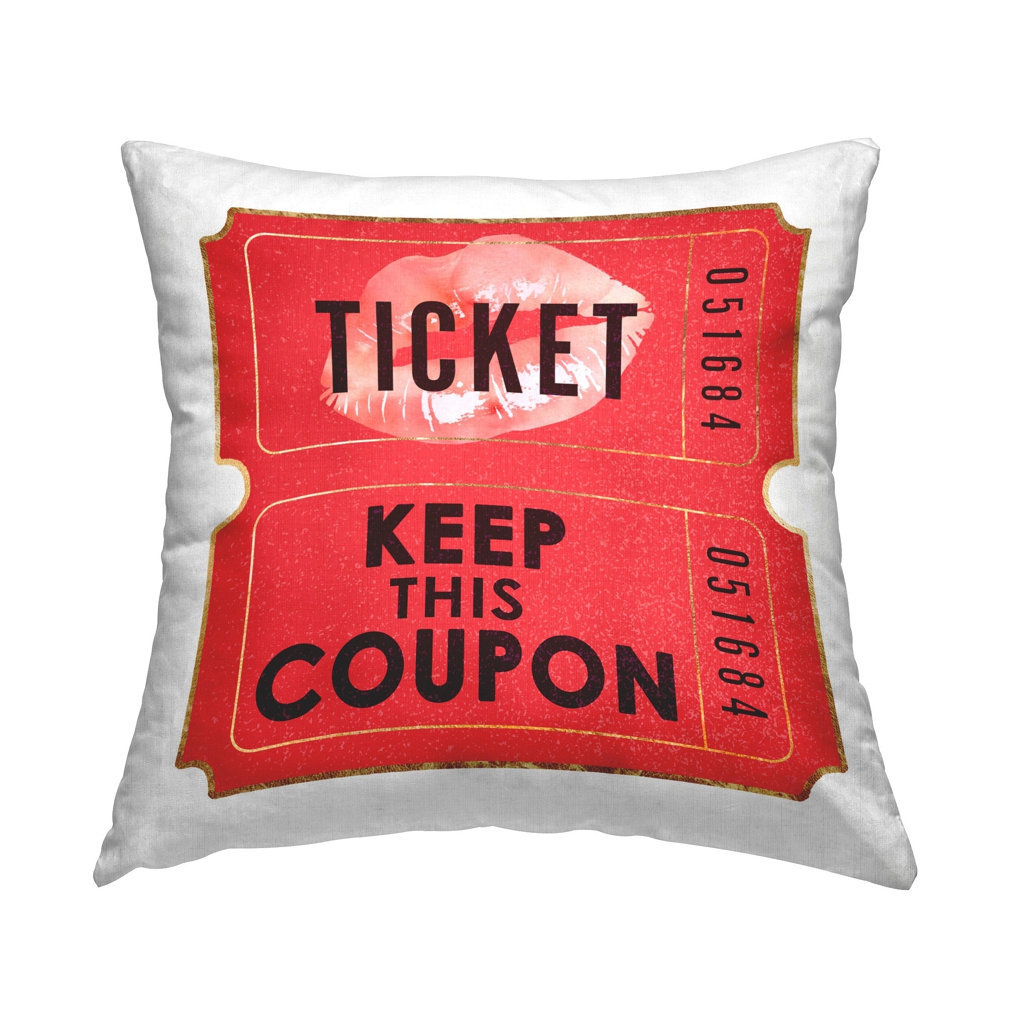 Stupell Glam Kiss Ticket Decorative Printed Throw Pillow Design by Ziwei Li