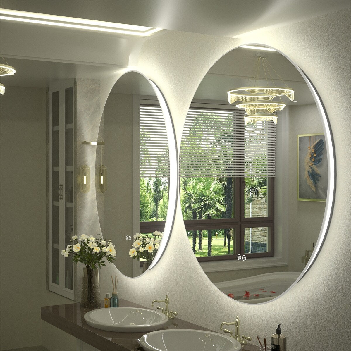 Round Frameless Super Bright LED Backlited Wall Bathroom Vanity Mirror