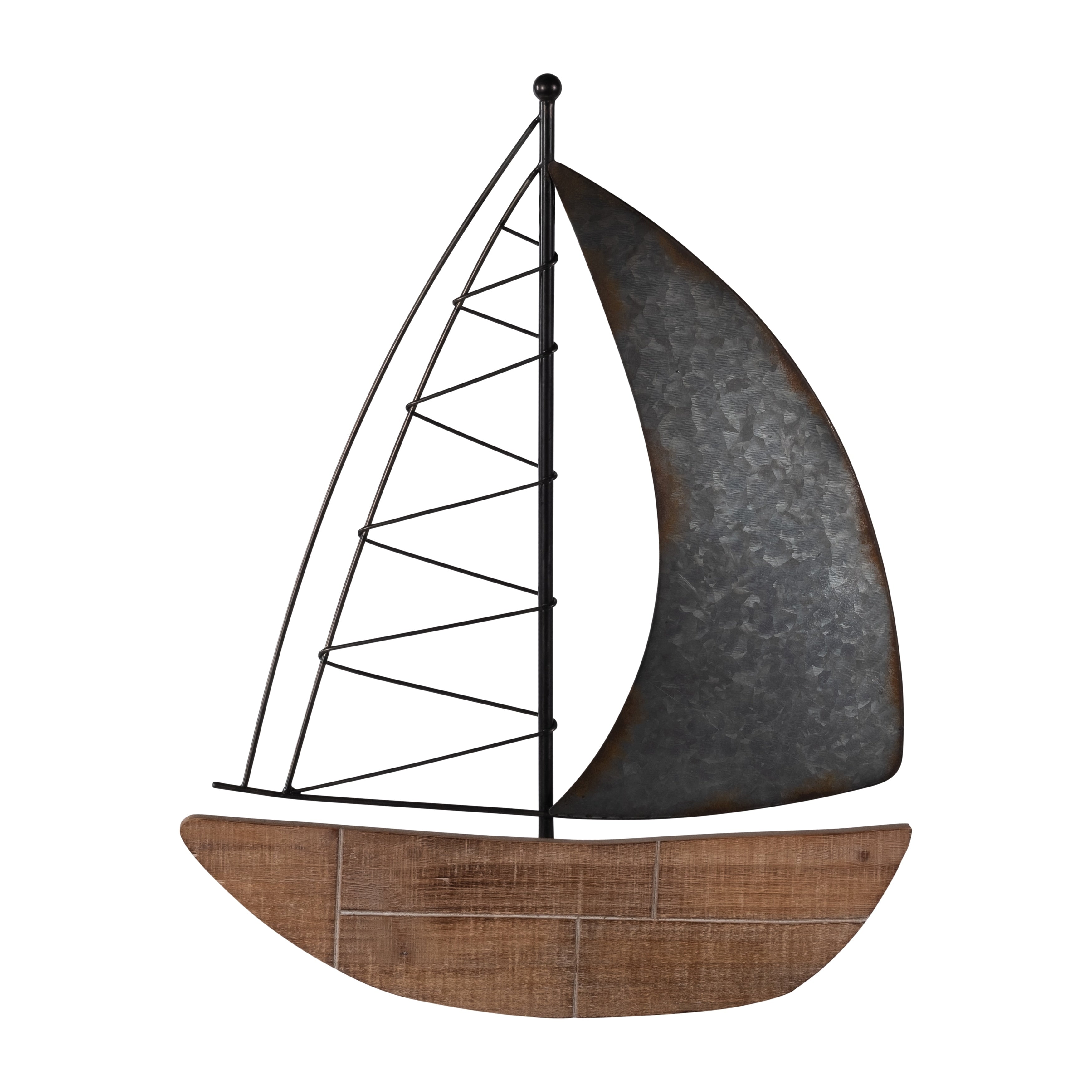 Sagebrook Home Coastal 19 Metal Boat Wall Decor Nautical Brown and Charcoal Gray