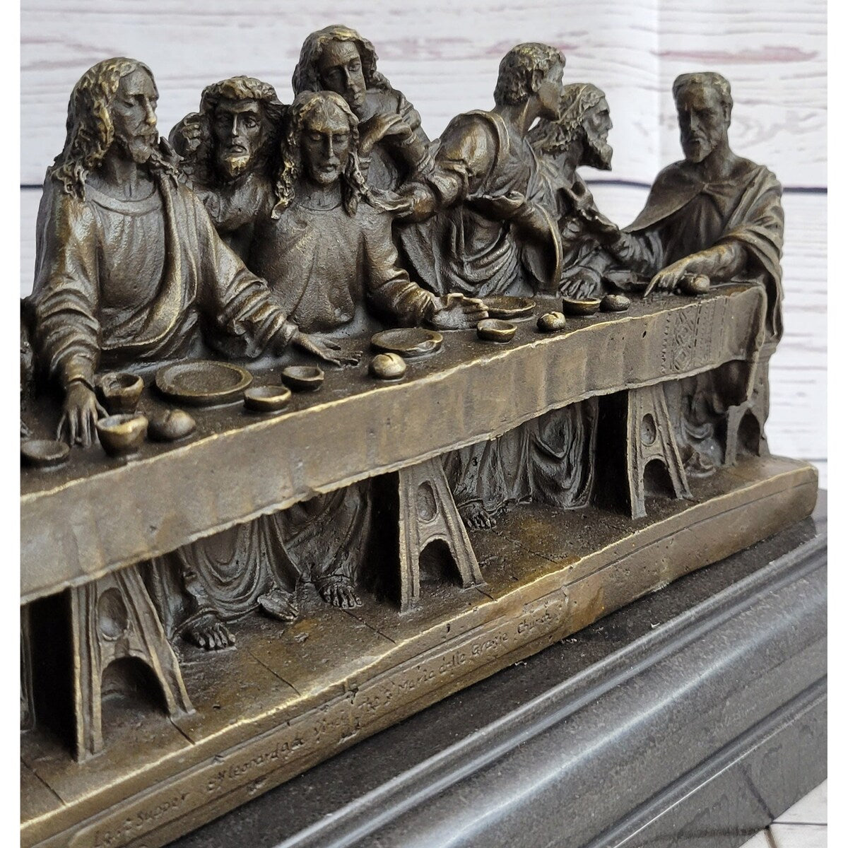 The Last Supper By Leonardo Da Vinci Bronze Sculpture Art Jesus Christ Christian 7 Inches X 15 Inches