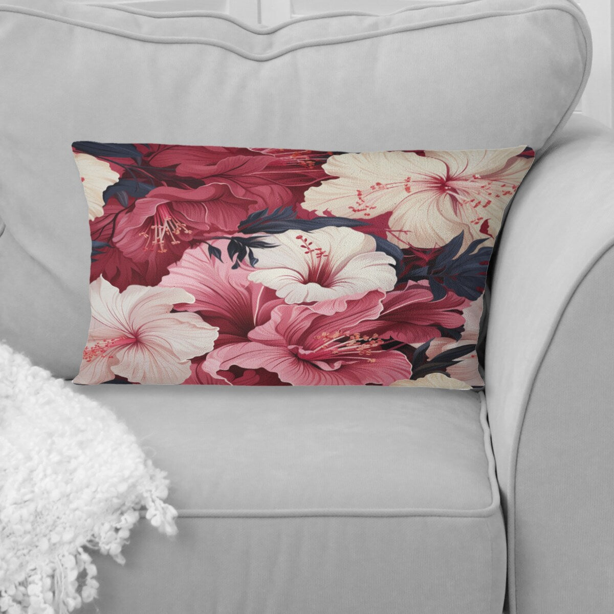 Designart Hibiscus Romance Tropical Pattern VI Tropical Printed Throw Pillow