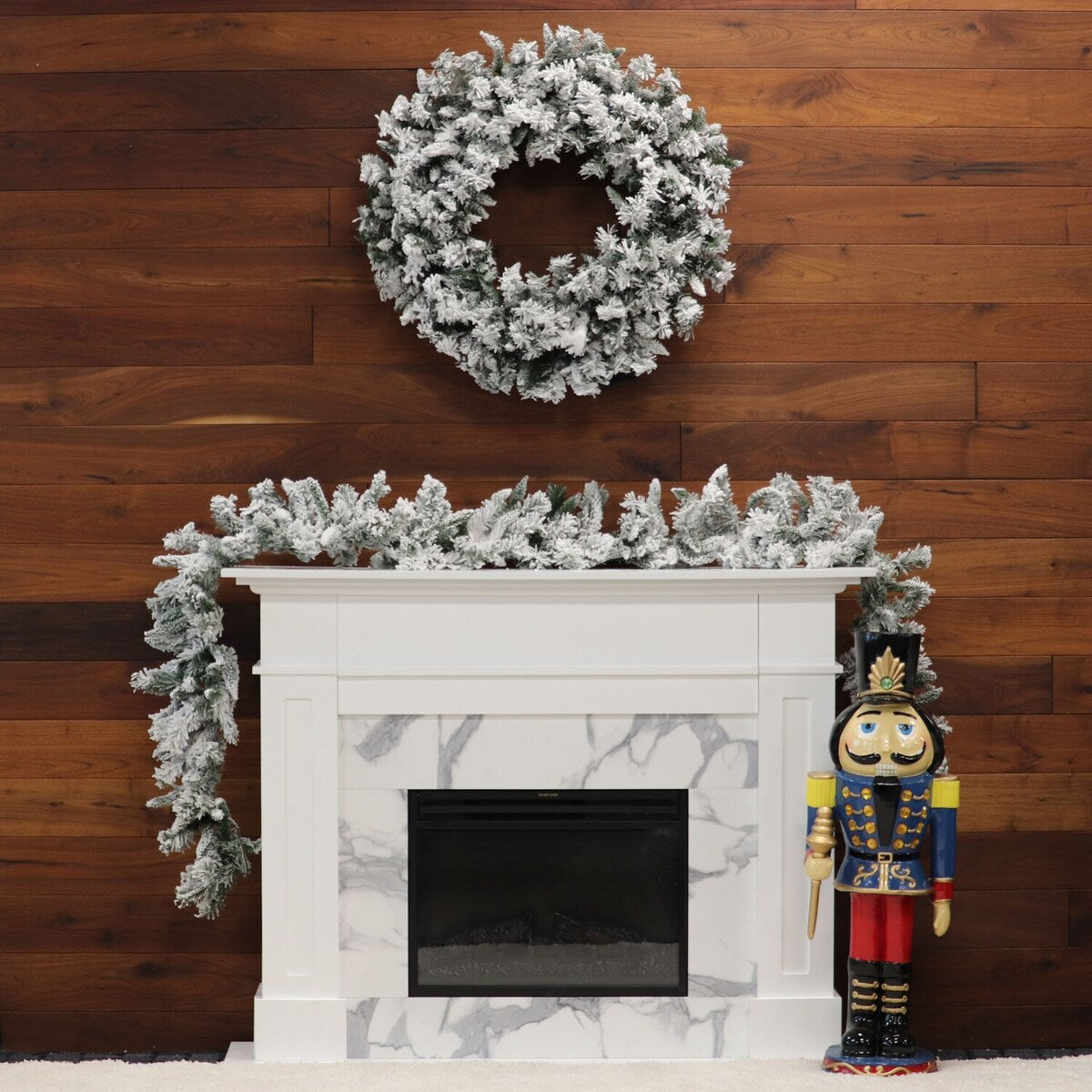 Fraser Hill Farm 9-Ft. Mountain Pine Flocked Garland - Snow