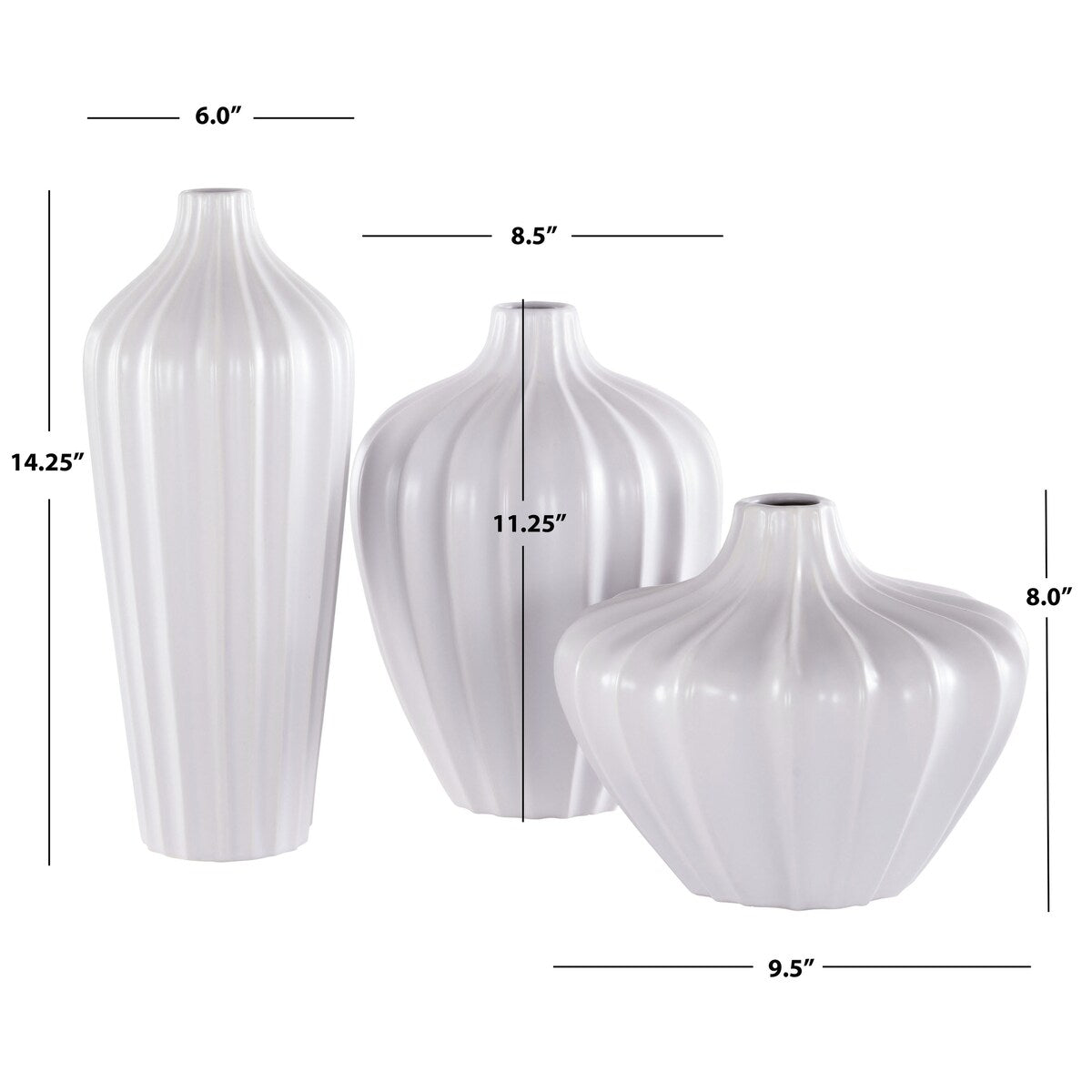 SAFAVIEH Home Clea Ceramic Vase [SET of 3] - 10Wx10Dx14H