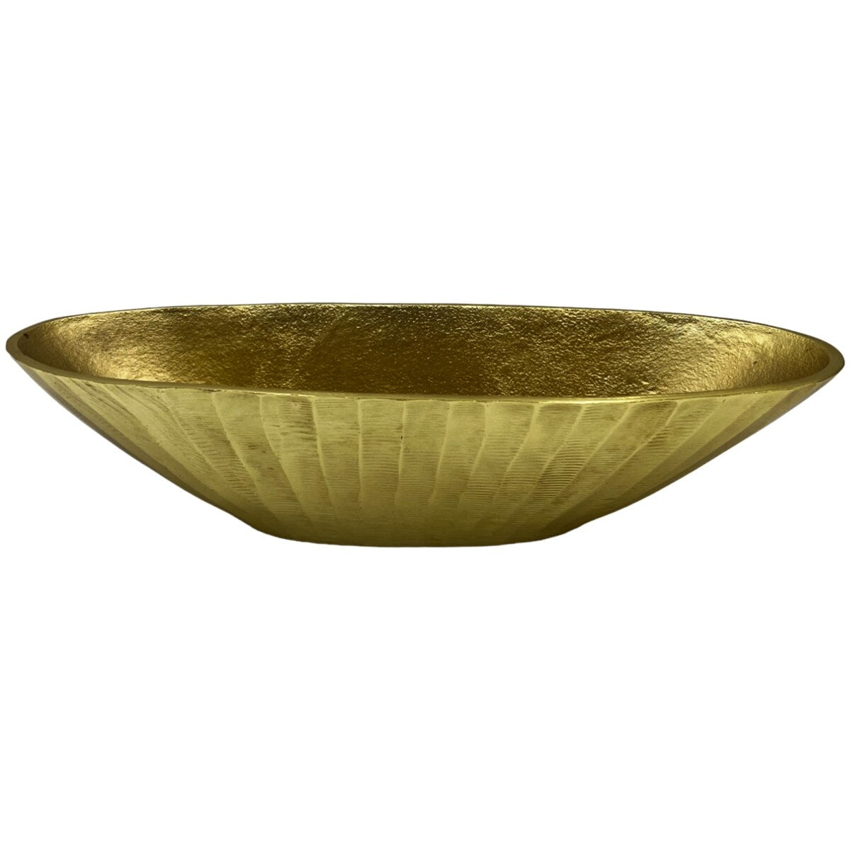 16 Inch Wide Decorative Handmade Aluminum Modern Oval Bowl - 16 x 5 x 4 in