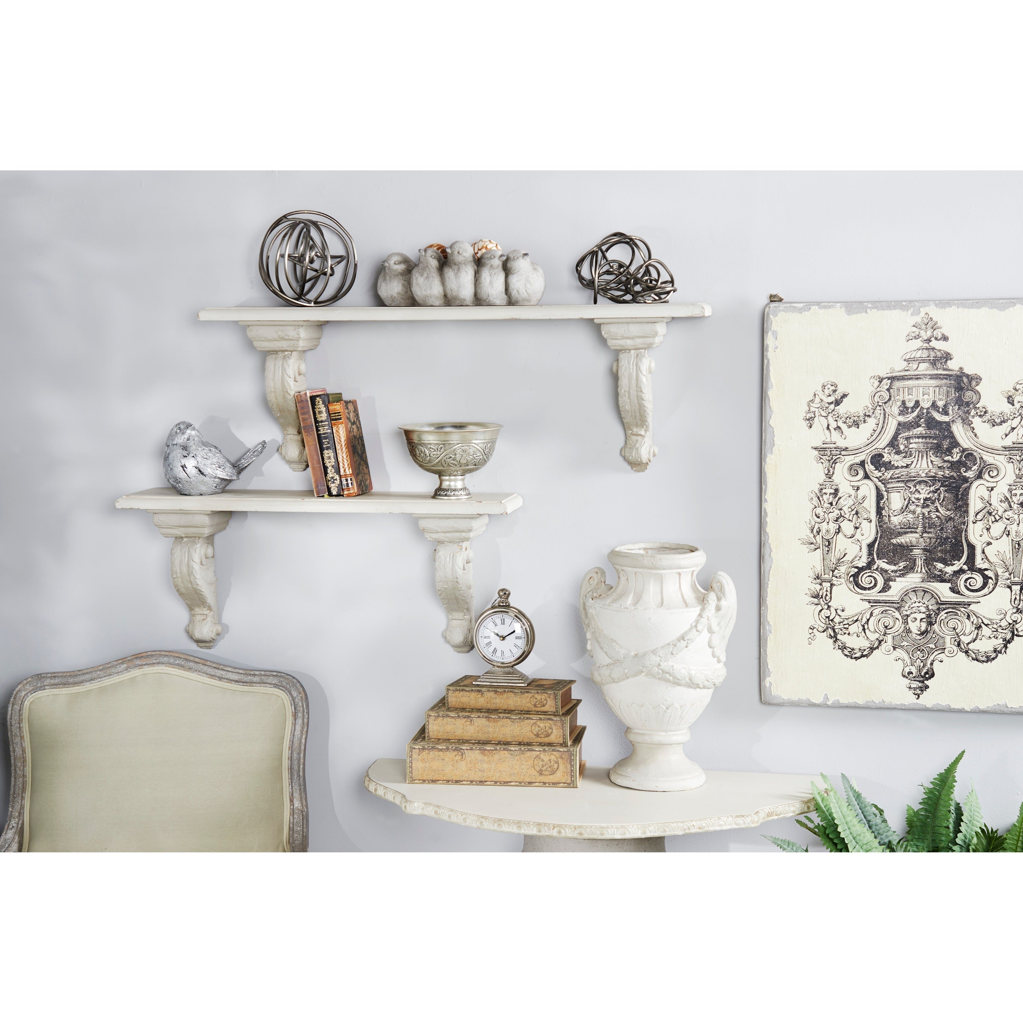 White Fir Farmhouse Wall Shelf 14 x 32 x 7 - 32 x 7 x 14