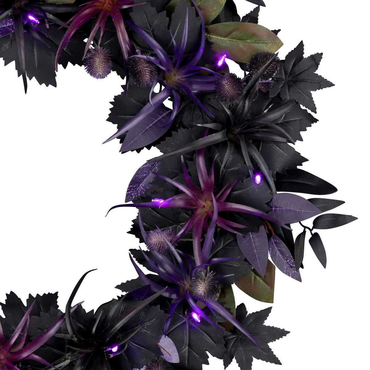 National Tree Company 24 Artificial Scare in the Air Halloween Wreath, 30 Purple LED Lights, Battery Operated