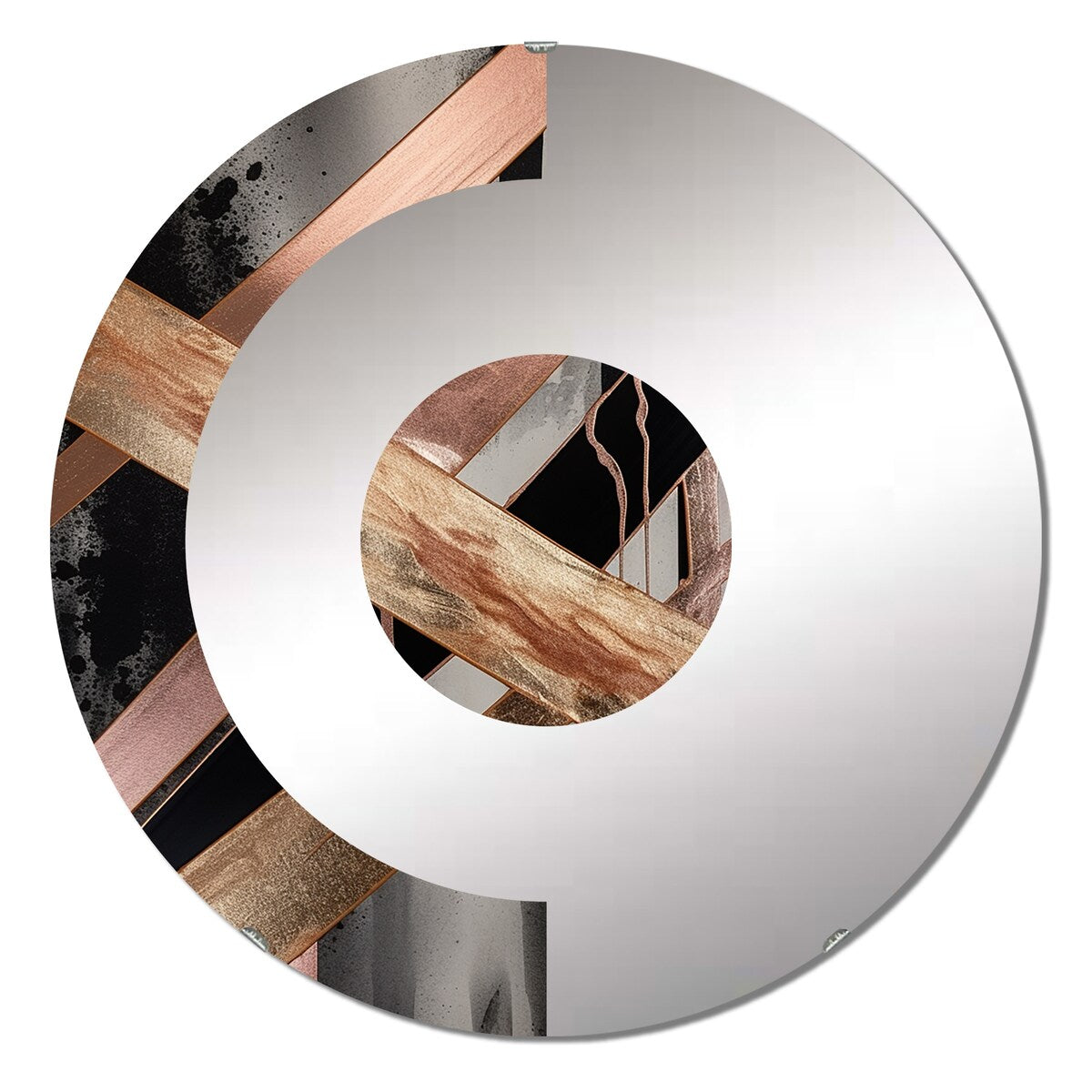 Designart Metallic Stripes And Circles III - Modern Abstract Marble Half Circle Wall Mirror