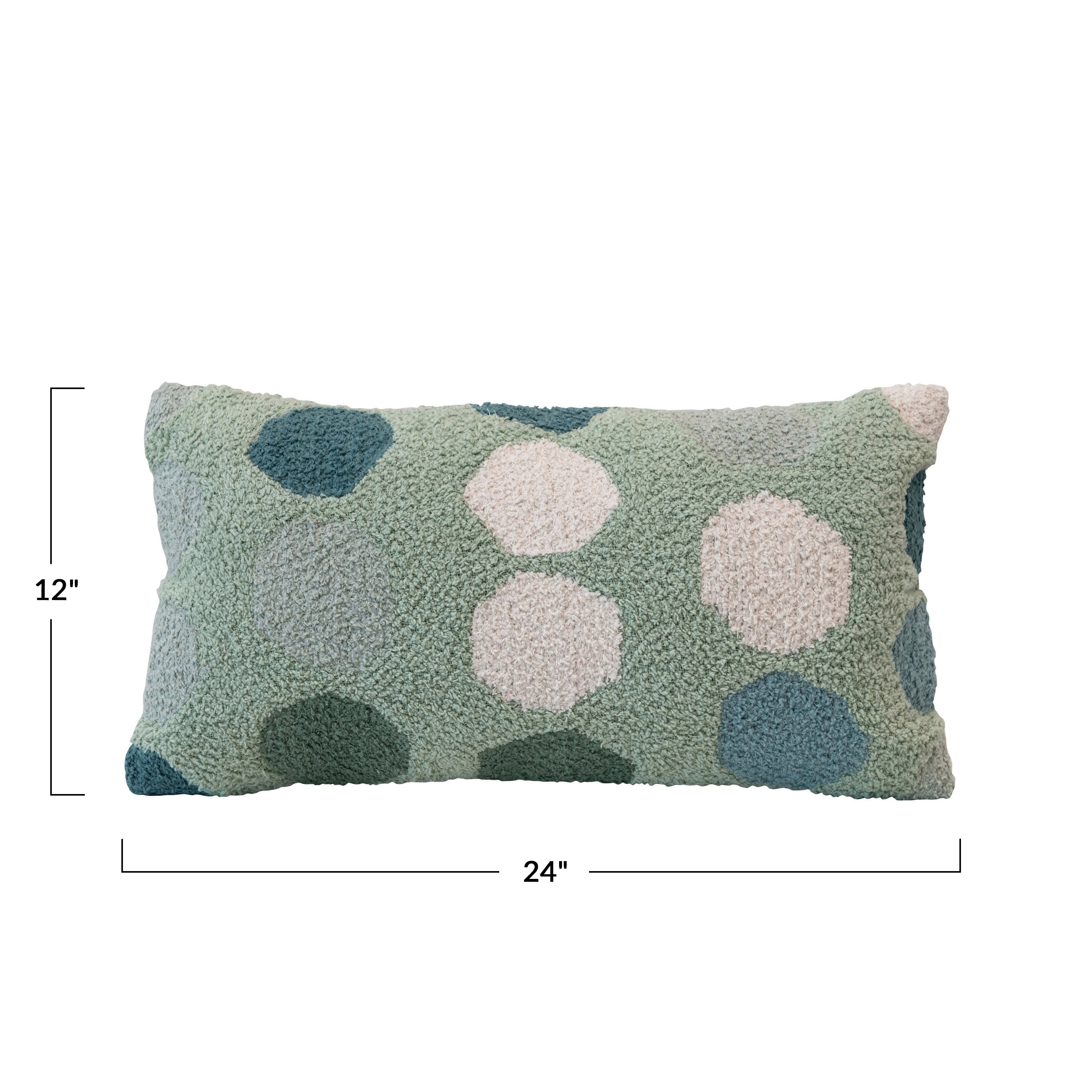 Woven Cotton Lumbar Pillow with Dots, Multi Color