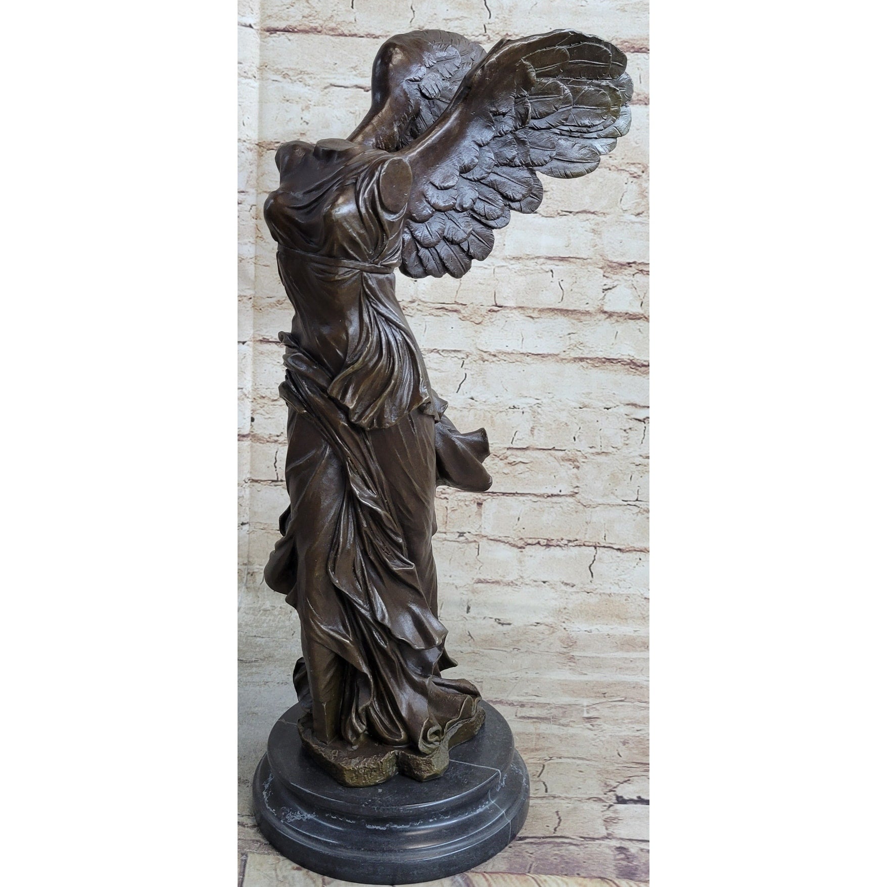 Winged Nike Samothrace Bronze Sculpture Marble Base Hot Cast Figurine Figure Art