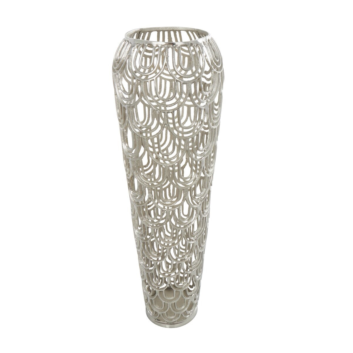 Aluminum Metal Geometric Tall Art Deco Inspired Arched Decorative Vase - Gold or Silver - Roche River Decor