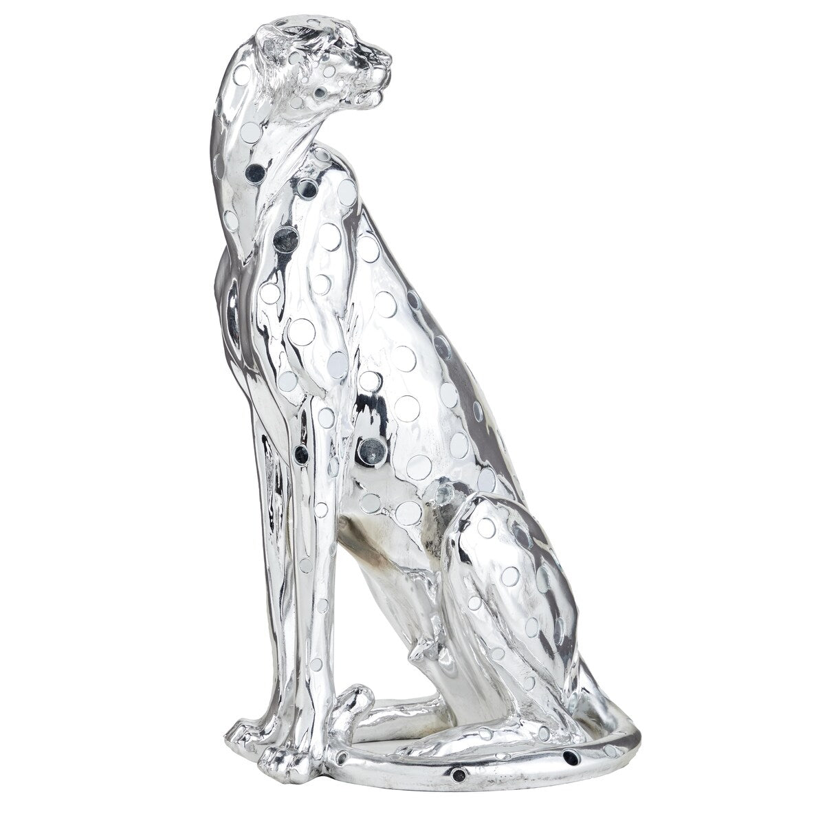 Polystone Leopard Decorative Sculpture - Silver - Roche River Decor