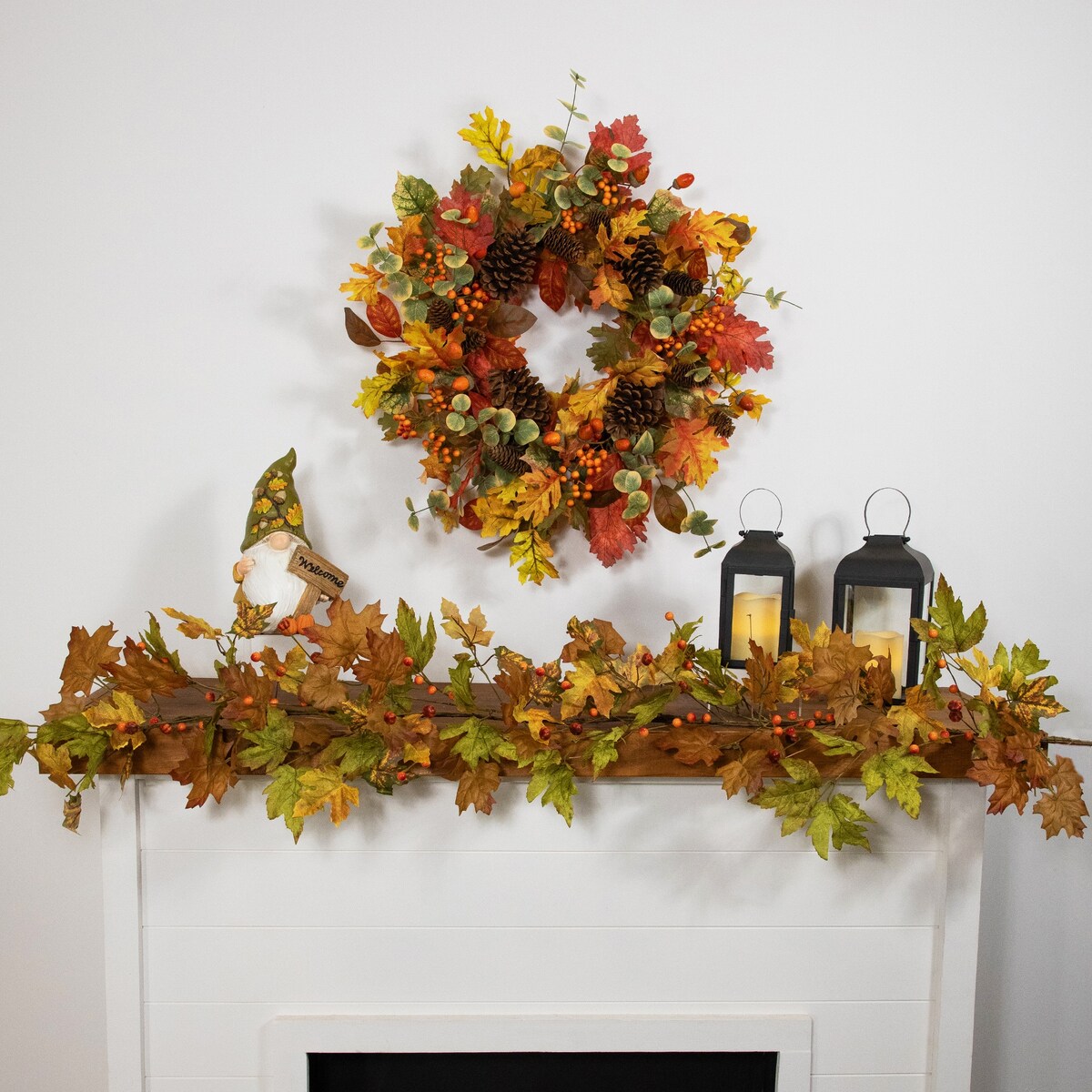 Berries and Pinecones Artificial Fall Harvest Wreath - 26 - Unlit