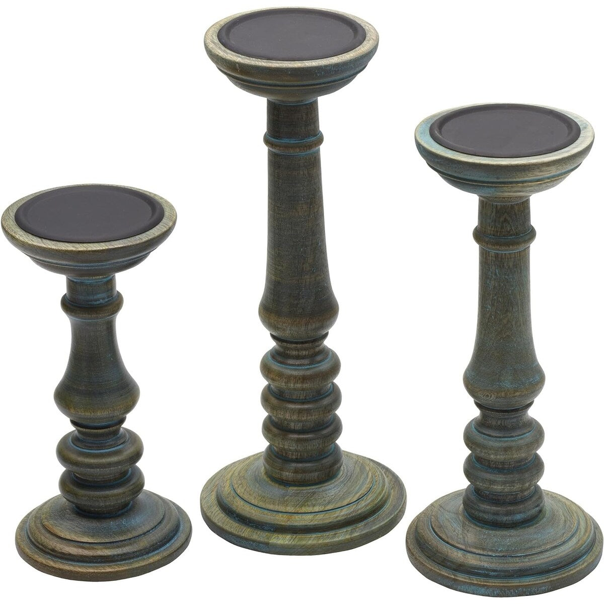 Elements Set of 3 Wood Candle Holders