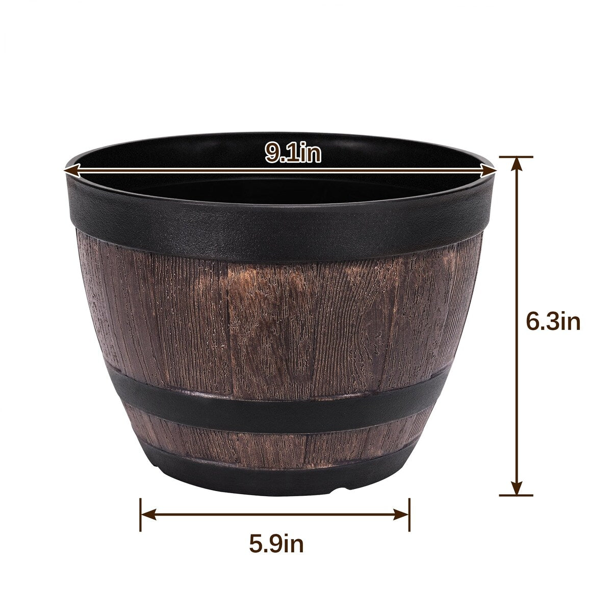 Javlergo (9/11.3/13) 3-Pack Planter, Plastic Whiskey Barrel Planter Decoration Flower Pots with Drainage Holes & Saucer - 13