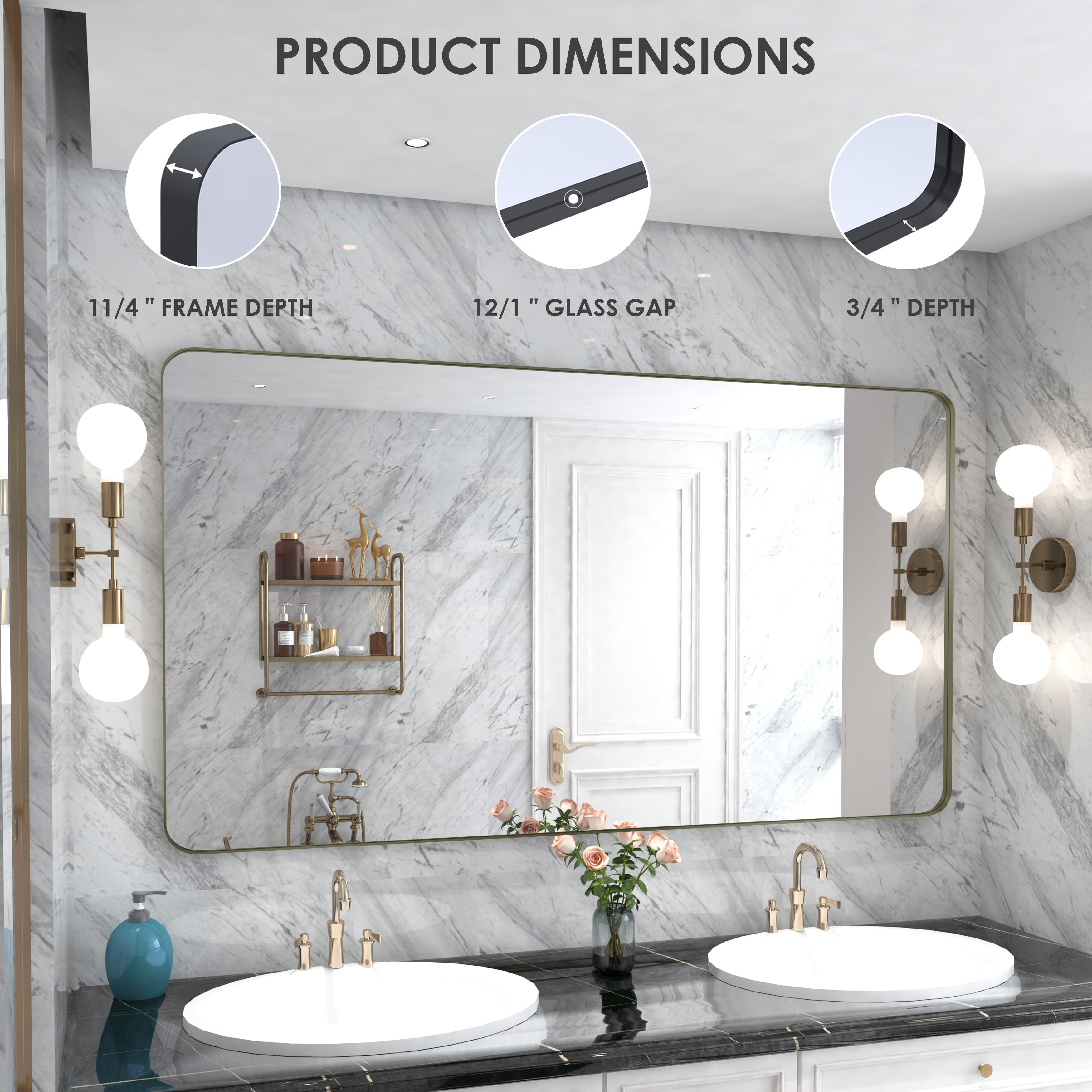 QuivaraView Rectangular Aluminum Framed Bathroom Vanity Mirror