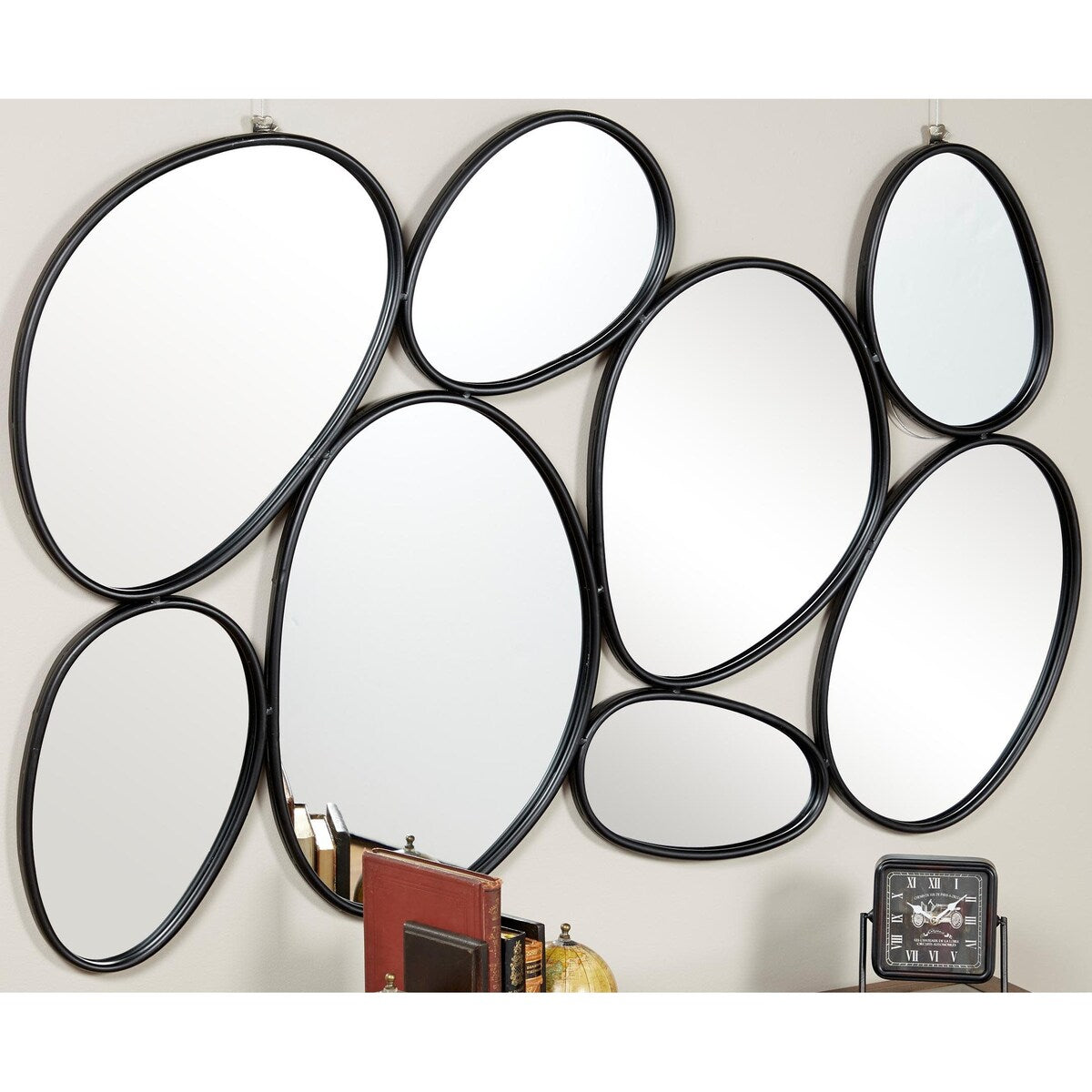 Metal Bubble Cluster Room Wall Mirror - Black - Roche River Decor