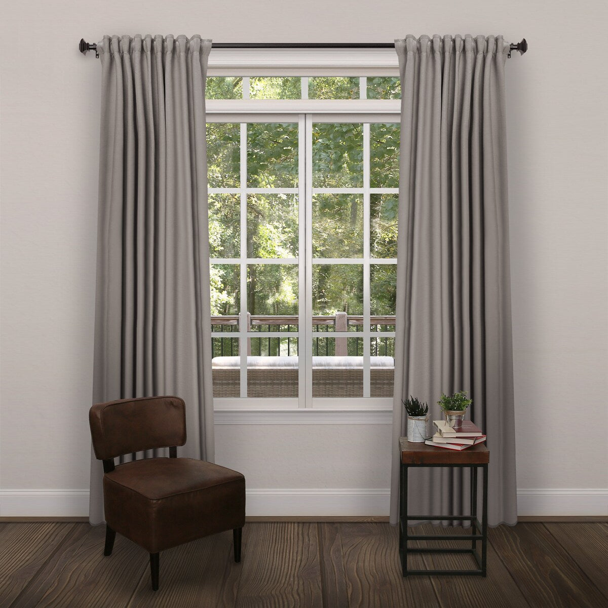 1 dia. Drapery Single Curtain Rod Set with Square Finials _Oil Rubbed Bronze