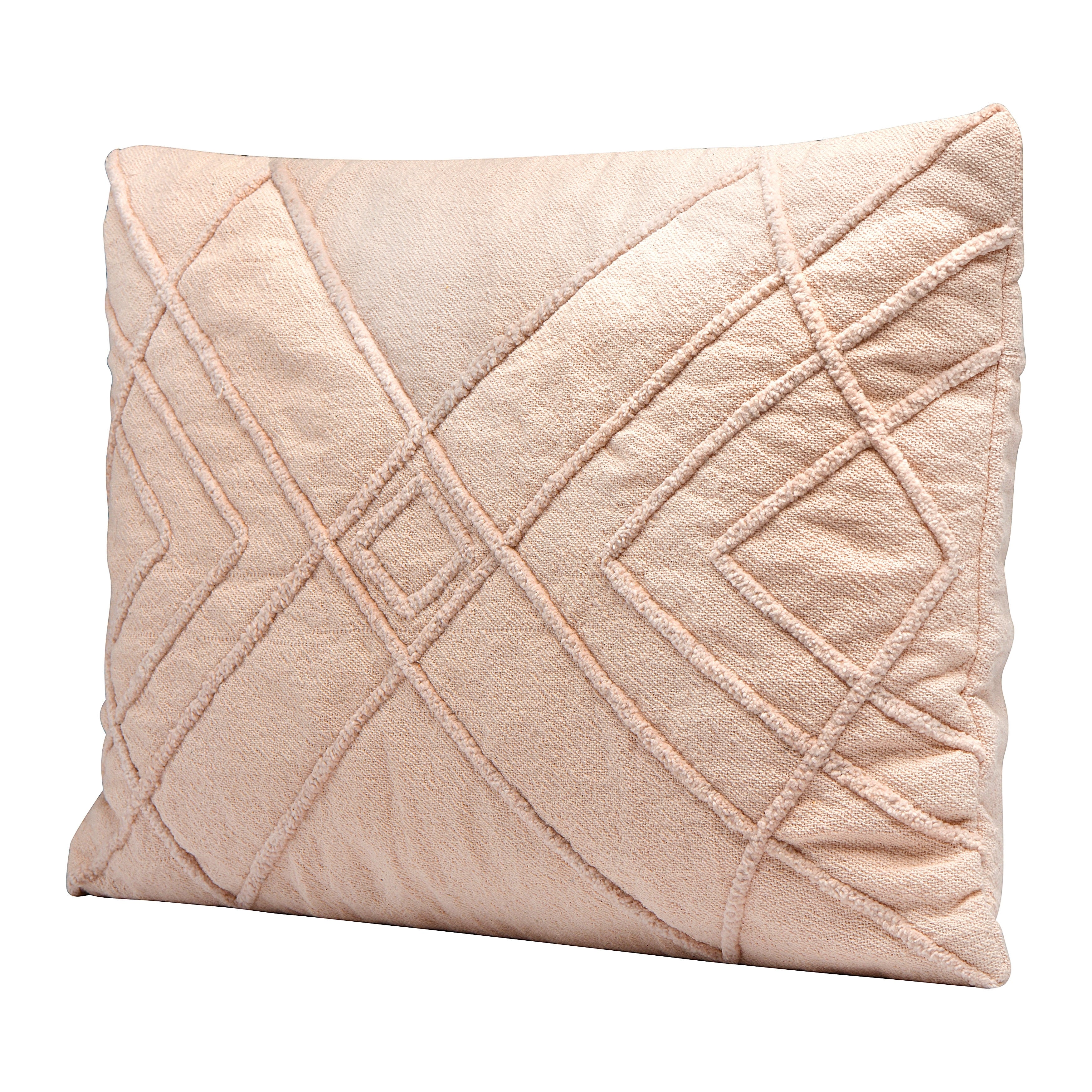 Embroidered Cotton Geometric Lumbar Pillow