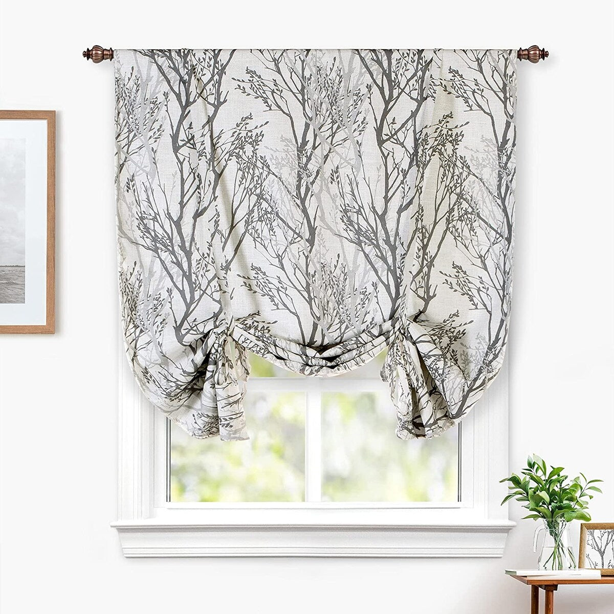 DriftAway Tree Branch Linen Blend Blackout Tie Up Curtain