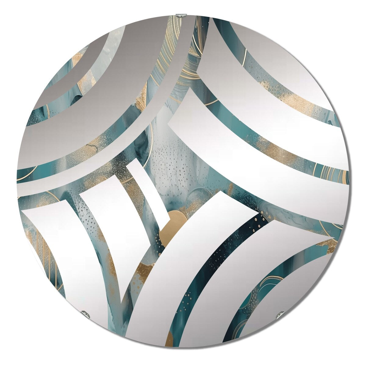 Designart Green Gold Marbled Meditations V - Modern Abstract Marble Centre Wave Decorative Mirror