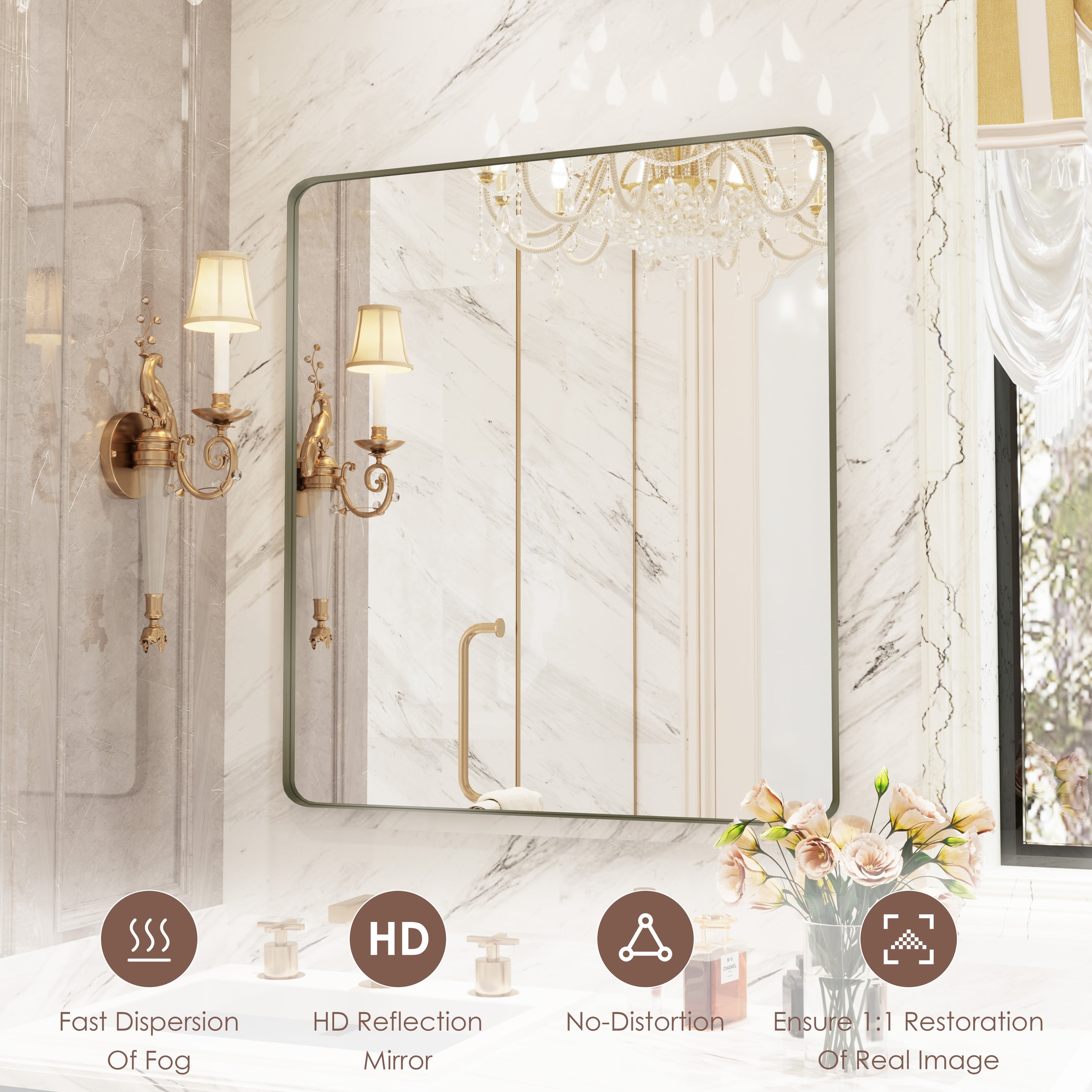 QuivaraView Rectangular Aluminum Framed Bathroom Vanity Mirror