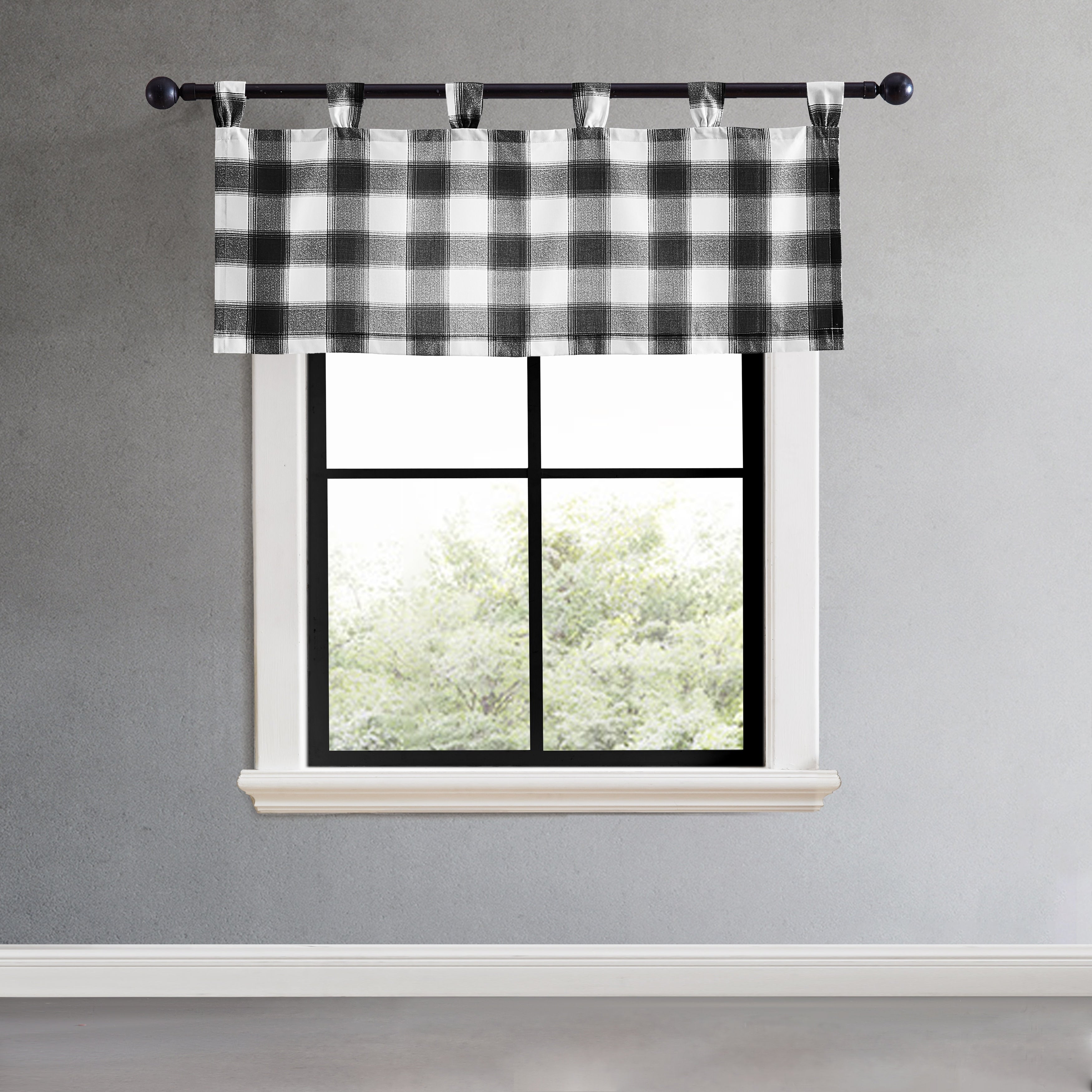 Eddie Bauer Canyon Plaid White Tab Top Window Valance - 50 x 20