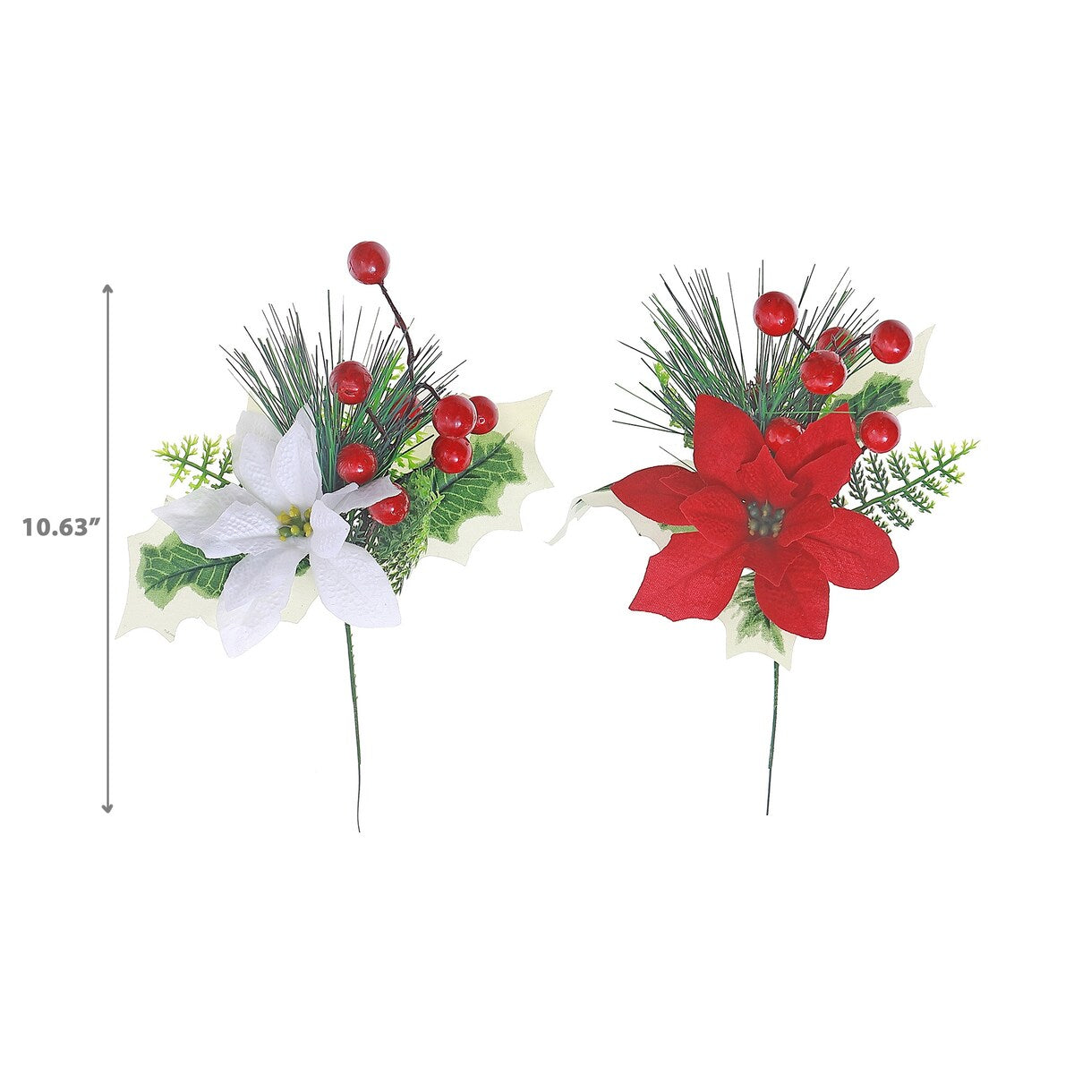 Poinsettia And Berry Pick - Set of 12 - Multi