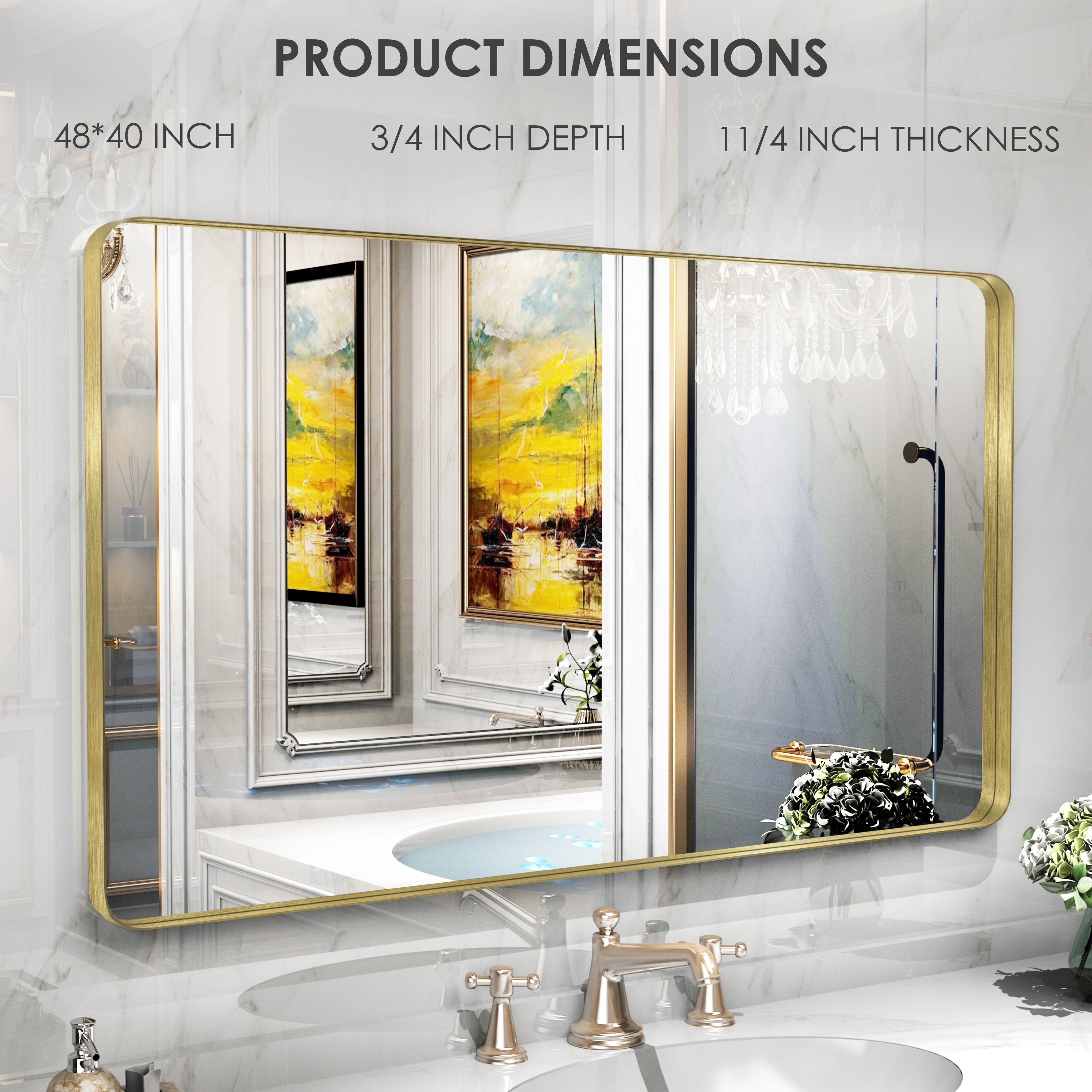 QuivaraView Rectangular Aluminum Framed Bathroom Vanity Mirror