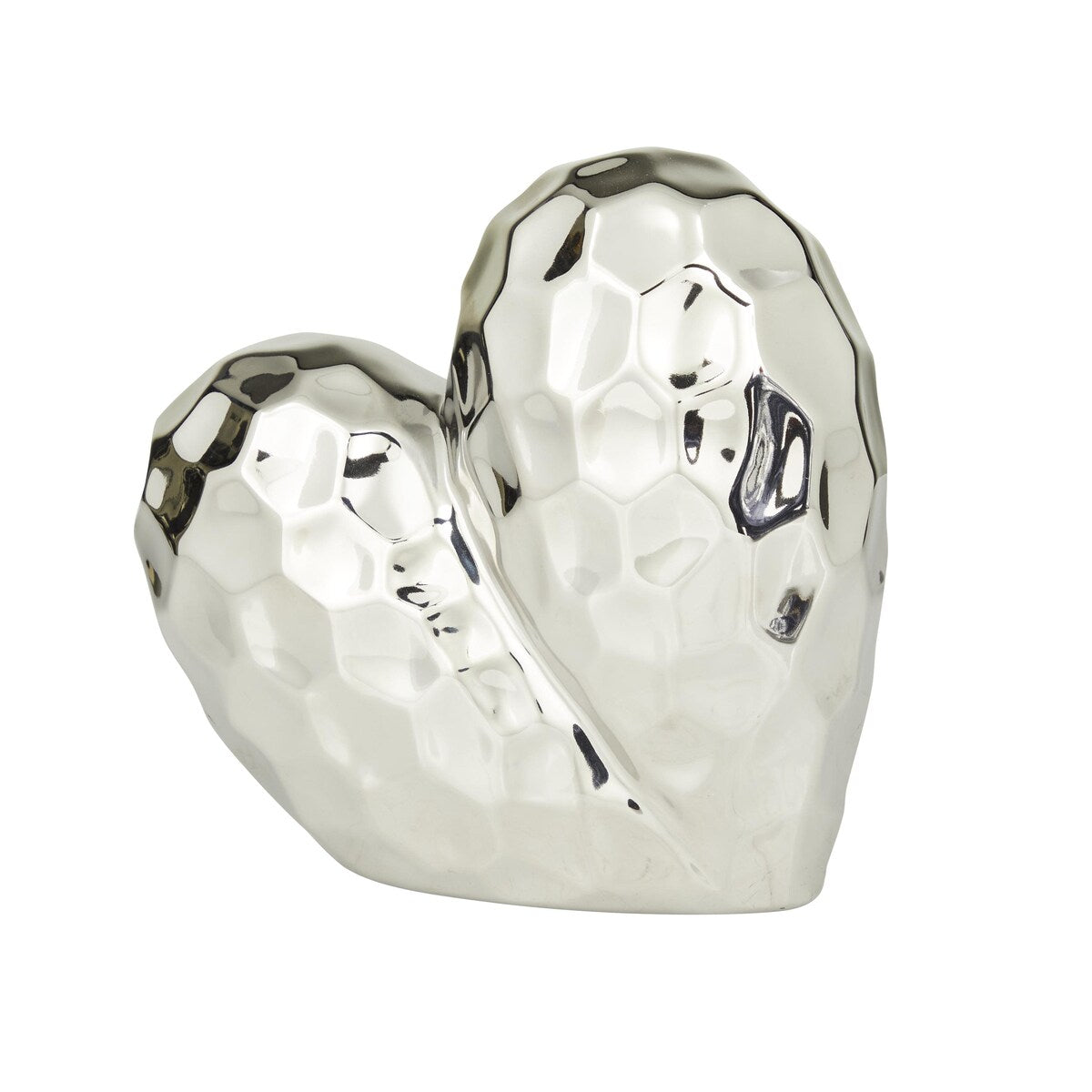 Porcelain Ceramic Heart Dimensional Angled Origami Inspired Sculpture - Gold, Silver, White or Black - Roche River Decor