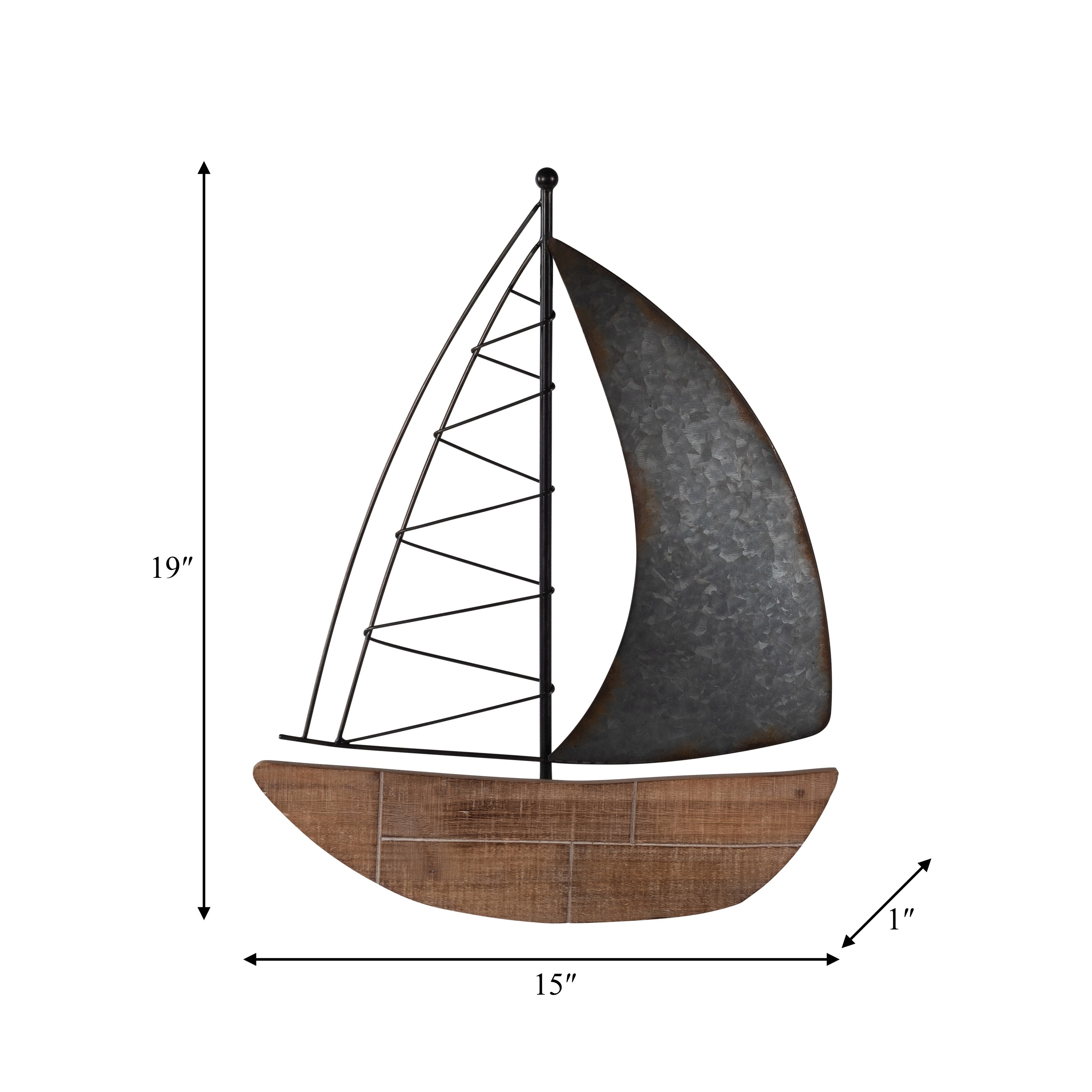 Sagebrook Home Coastal 19 Metal Boat Wall Decor Nautical Brown and Charcoal Gray