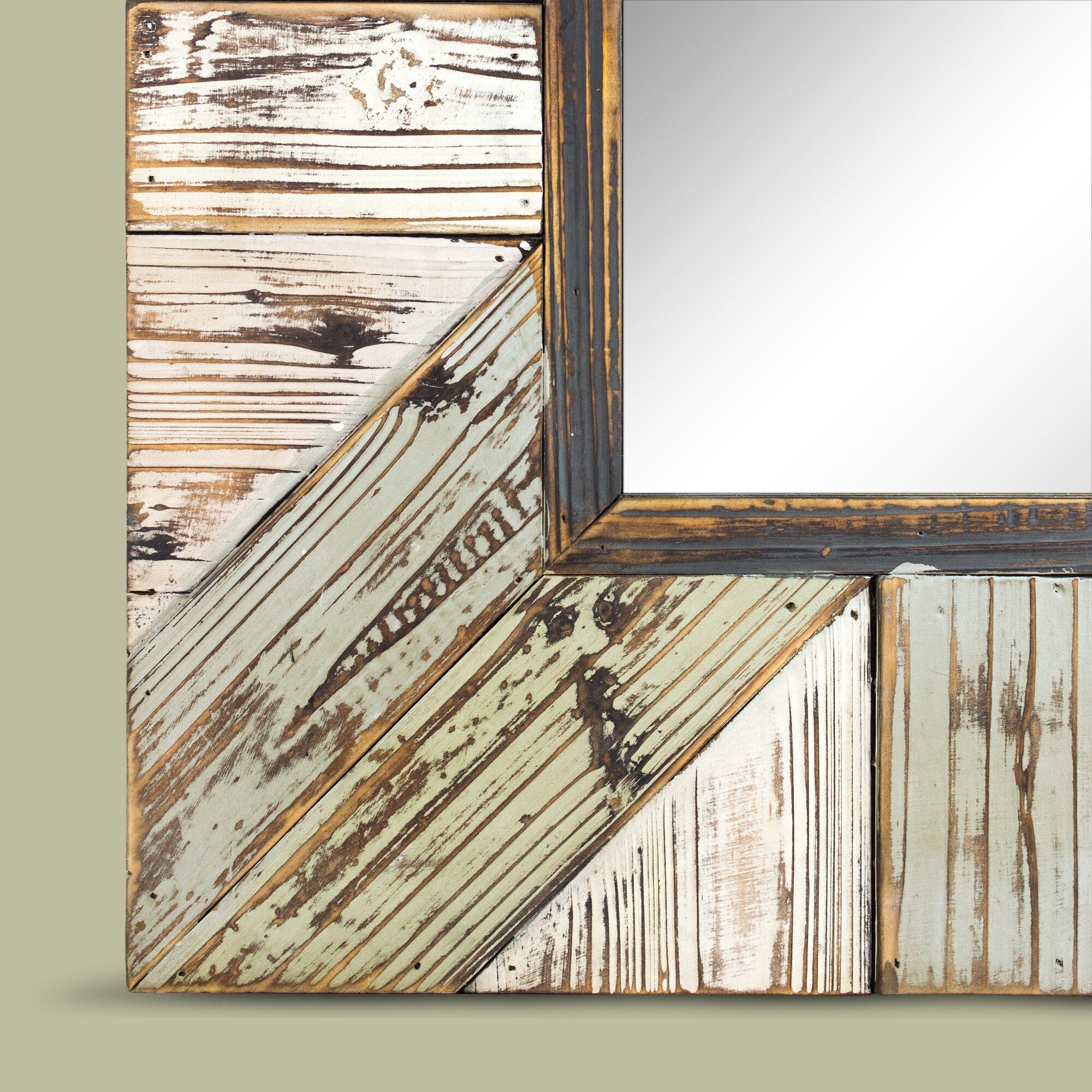 Head West Rustic Wood Plank Framed Farmhouse Rectangular Wall Mirror - 28 x 40 - 28 x 40