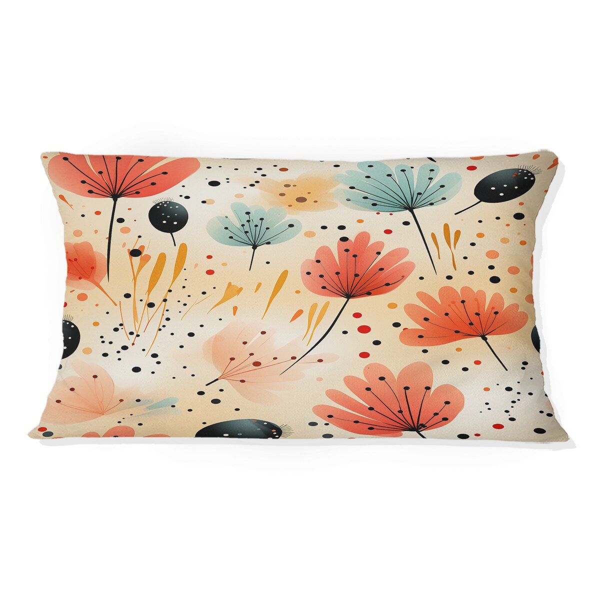 Designart Sunset Ladybug Flowers  Botanical Printed Throw Pillow