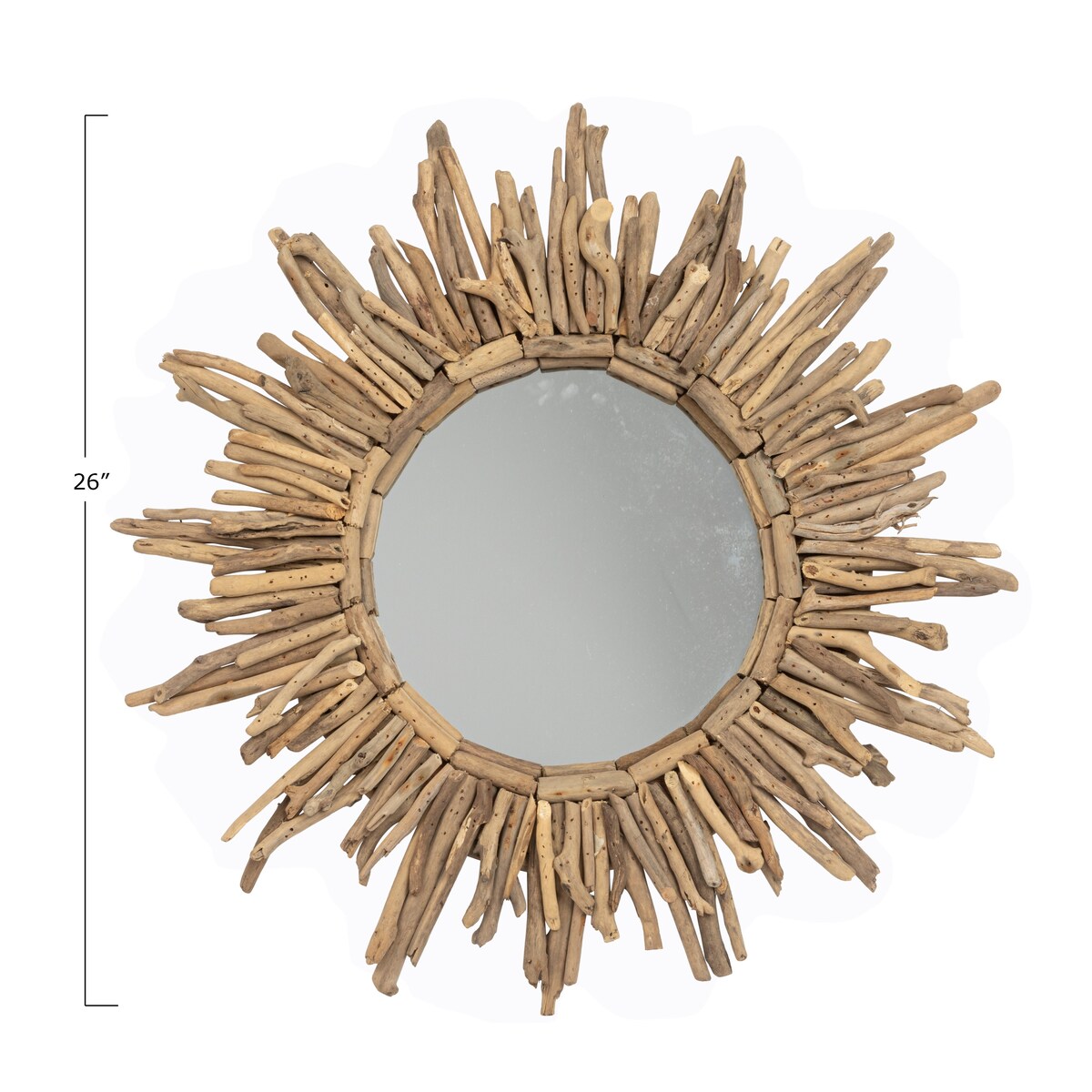 Driftwood Framed Sunburst Wall Mirror