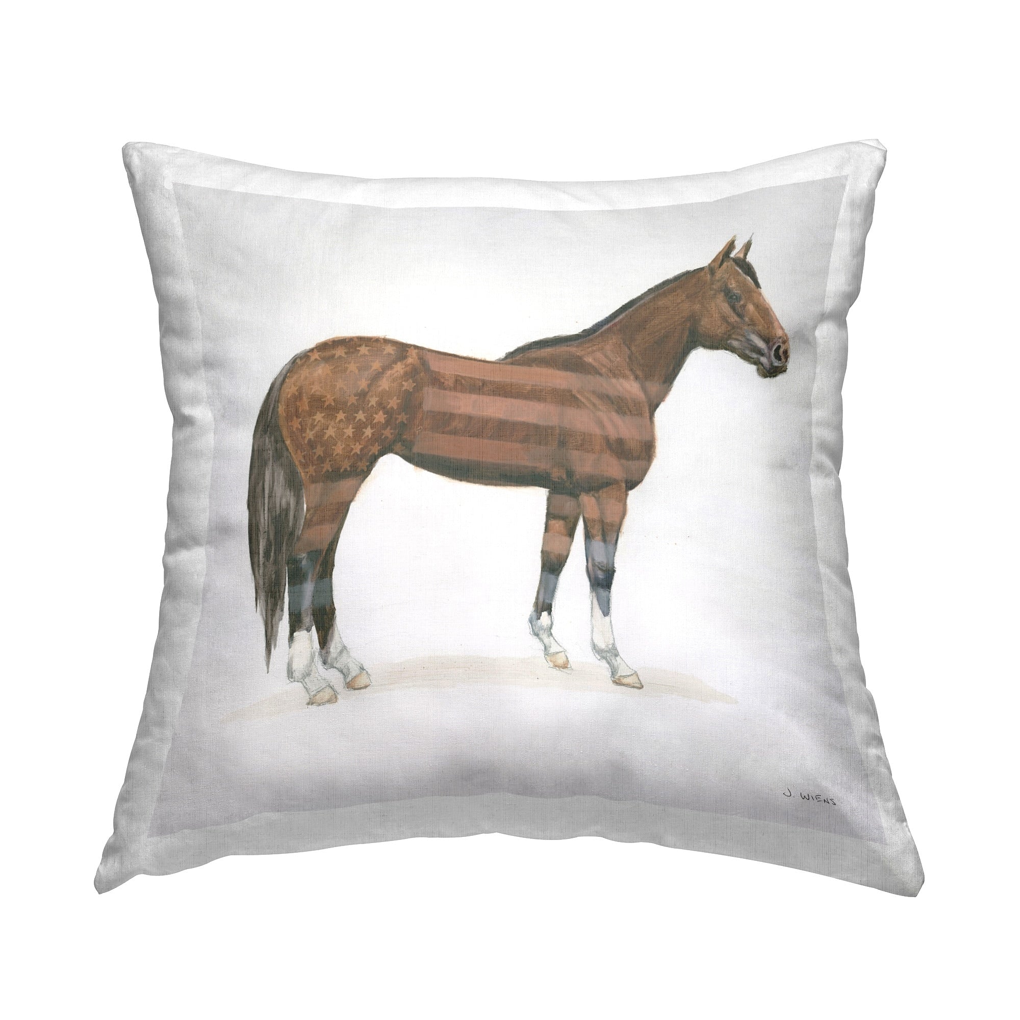 Stupell American Flag Horse Decorative Printed Throw Pillow Design by Wellington Studio