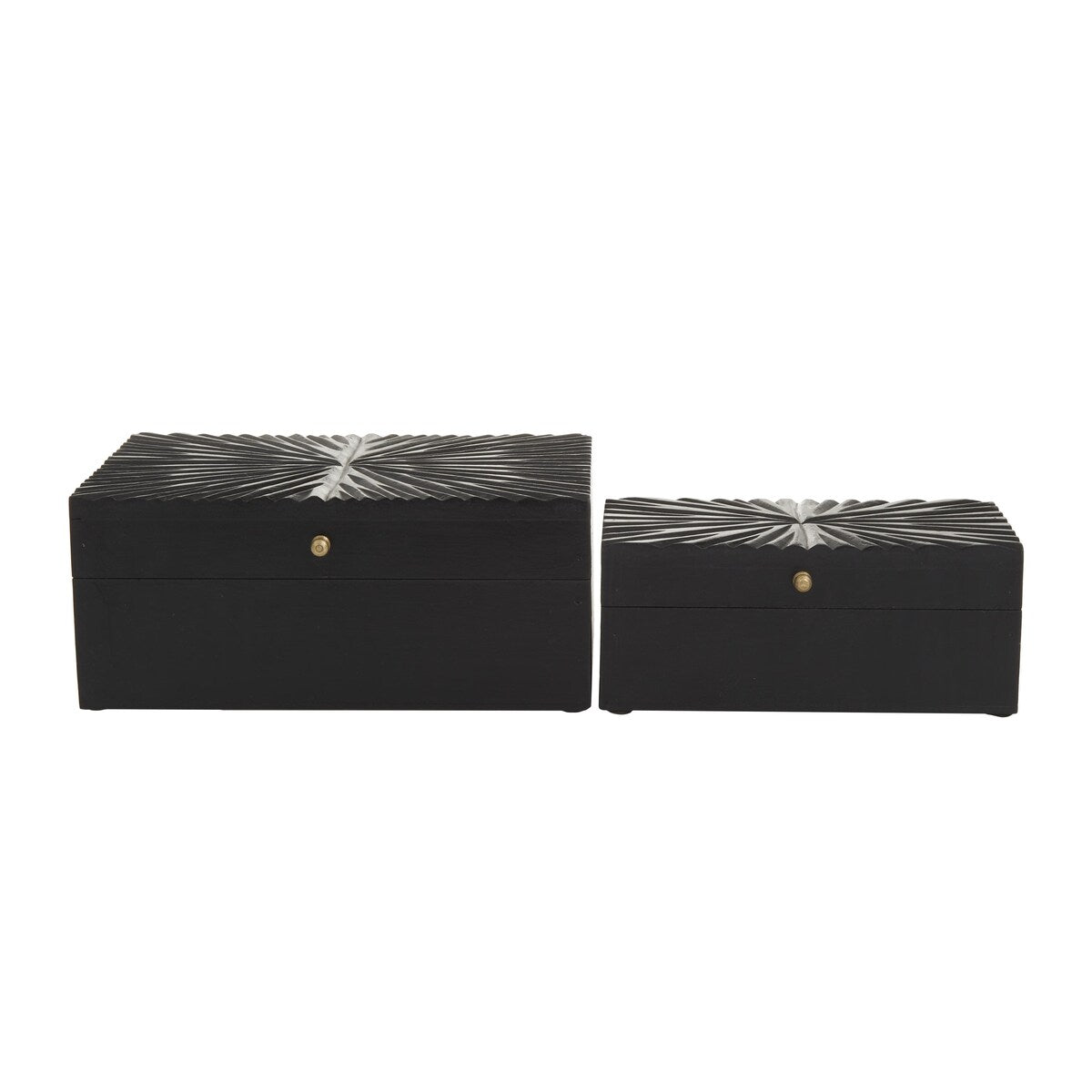 Wood Geometric Decorative Box with Hinged Lid - Set of 2 White, Black, or Gold - CosmoLiving by Cosmopolitan