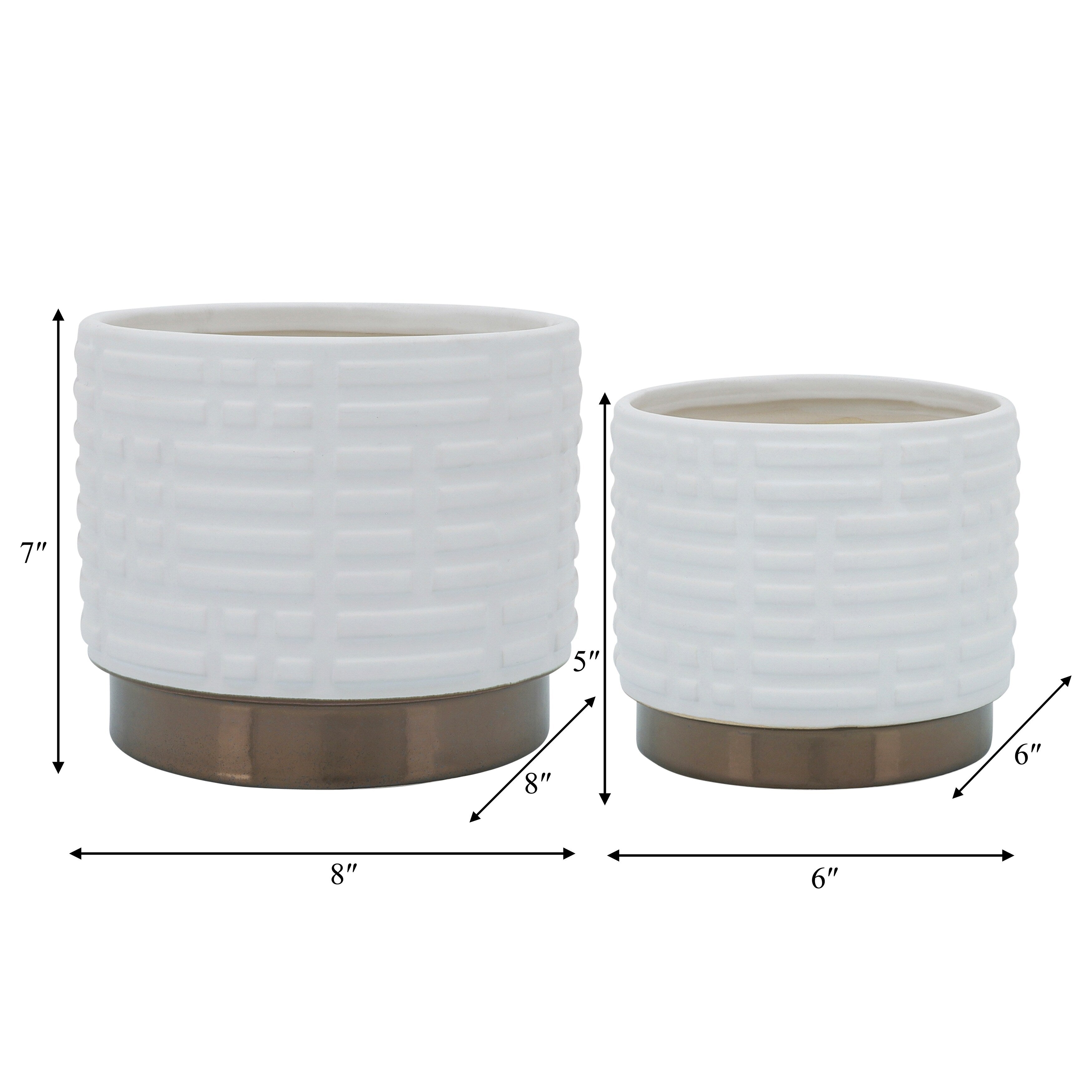 Sagebrook Home Modern Neutral Ceramic Planter Set of 2 - 8x8x7