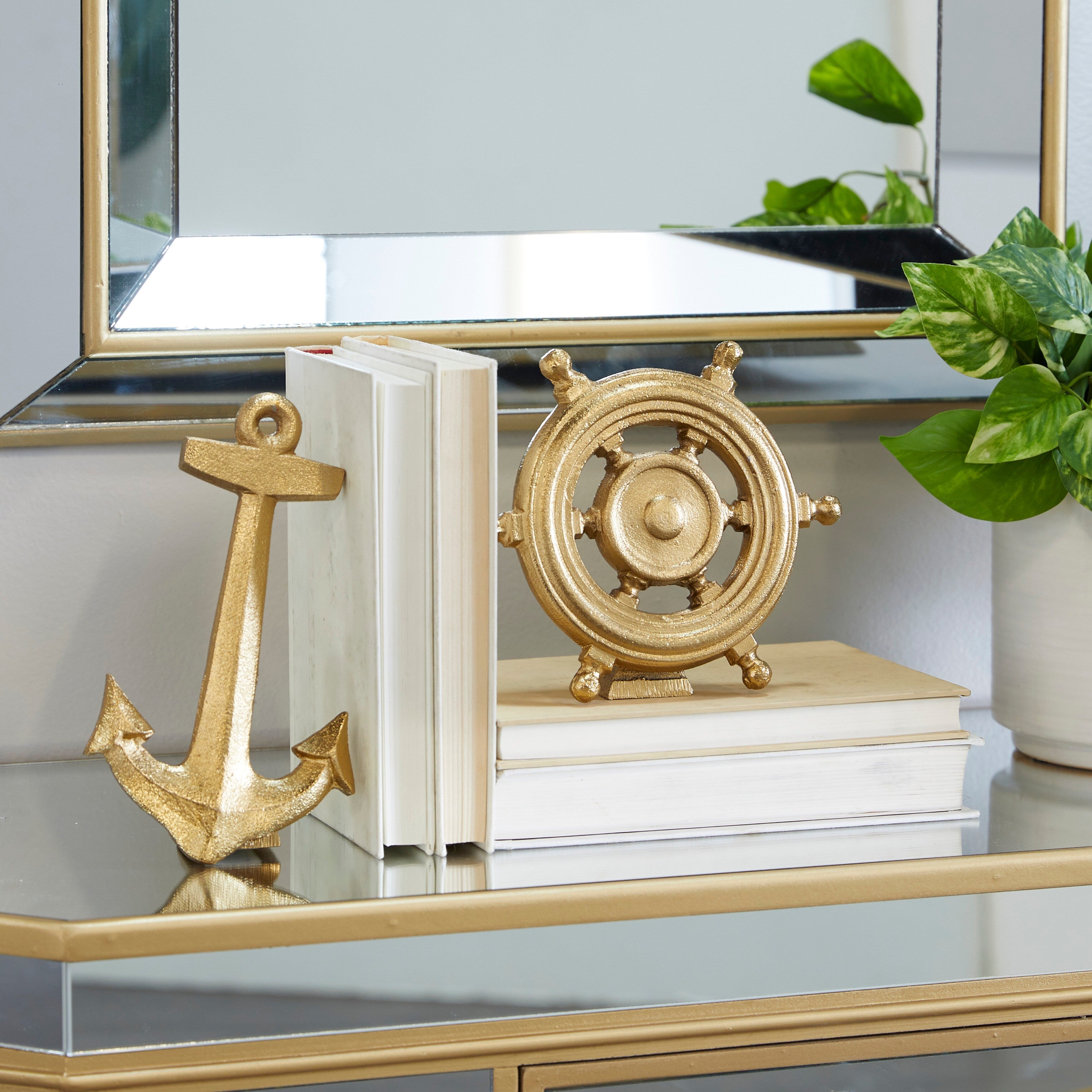 Gold Aluminum Nautical Ship Sculpture (Set of 2) - S/2 6, 7H