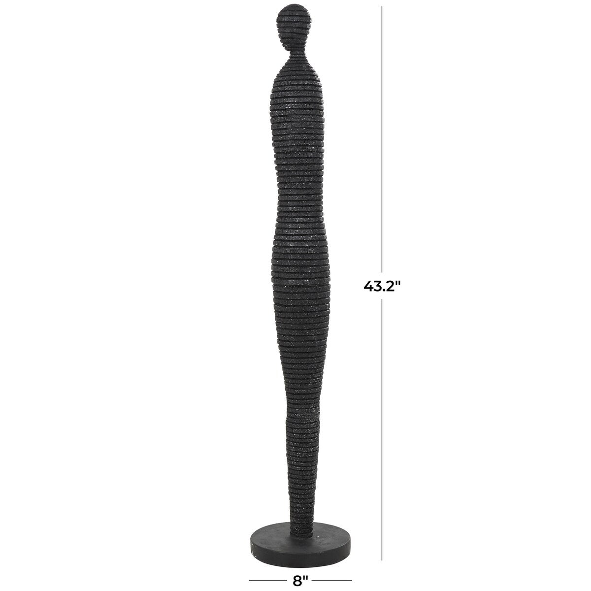 Polystone People Tall Slim Figure Decorative Sculpture with Ribbed Body and Glitter Accents - Black - Roche River Decor