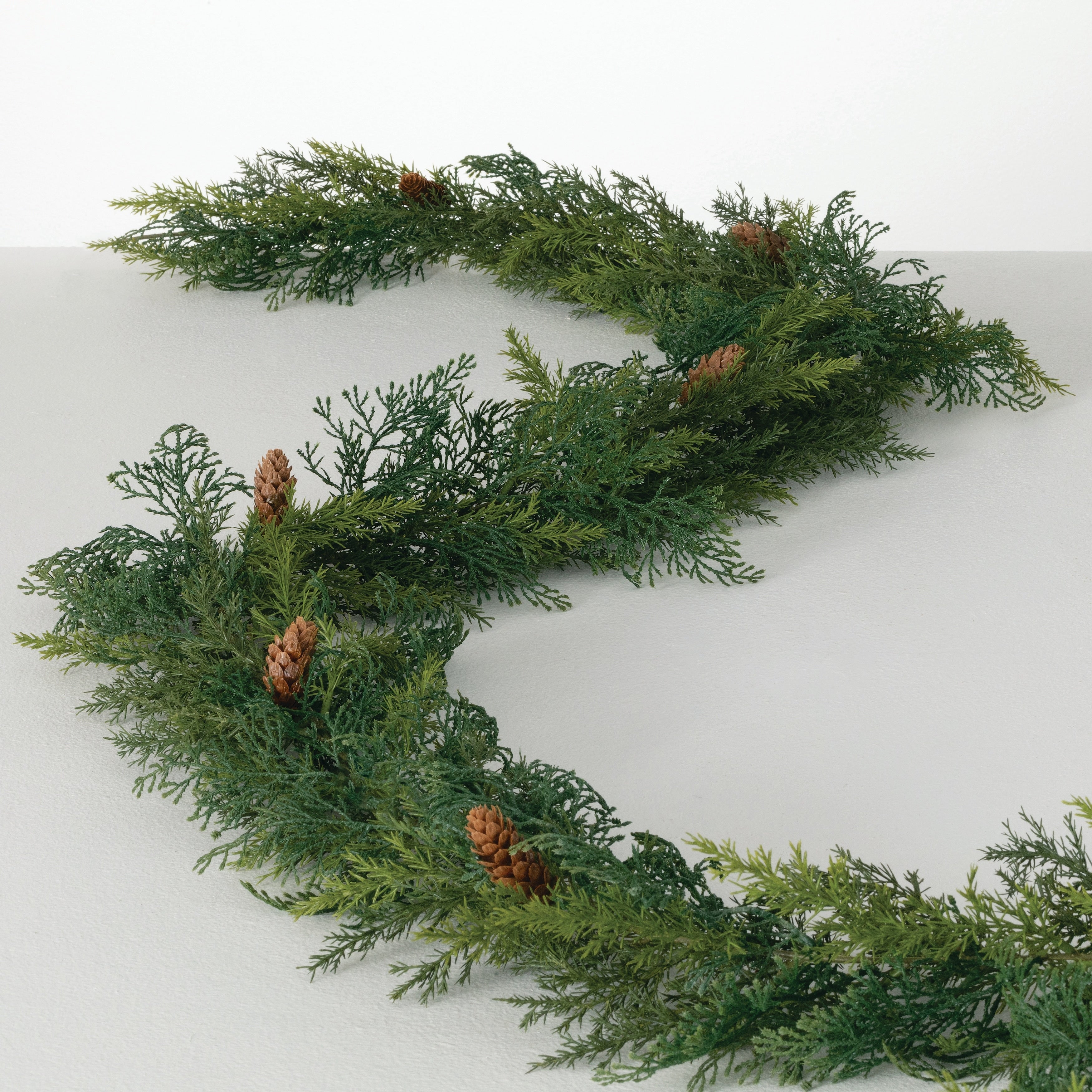 Sullivans Artificial 9' Arborvitae Cedar Christmas Garland, Green, Indoor Christmas Decor