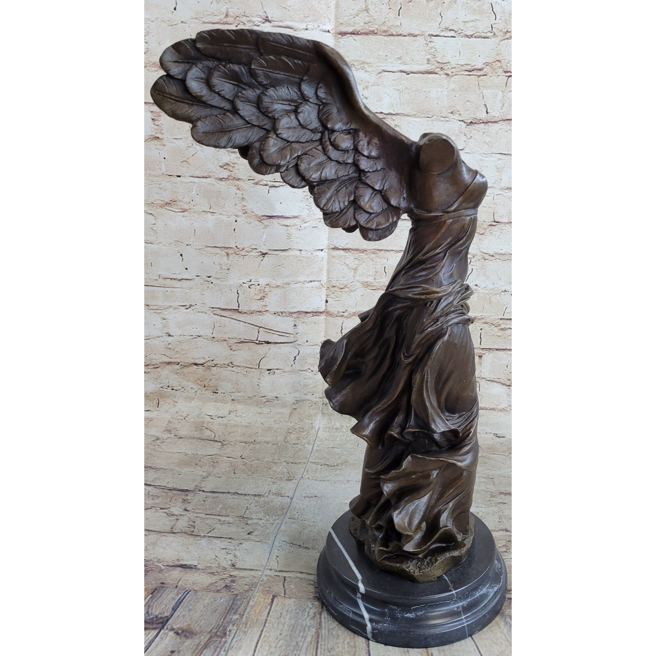 Winged Nike Samothrace Bronze Sculpture Marble Base Hot Cast Figurine Figure Art