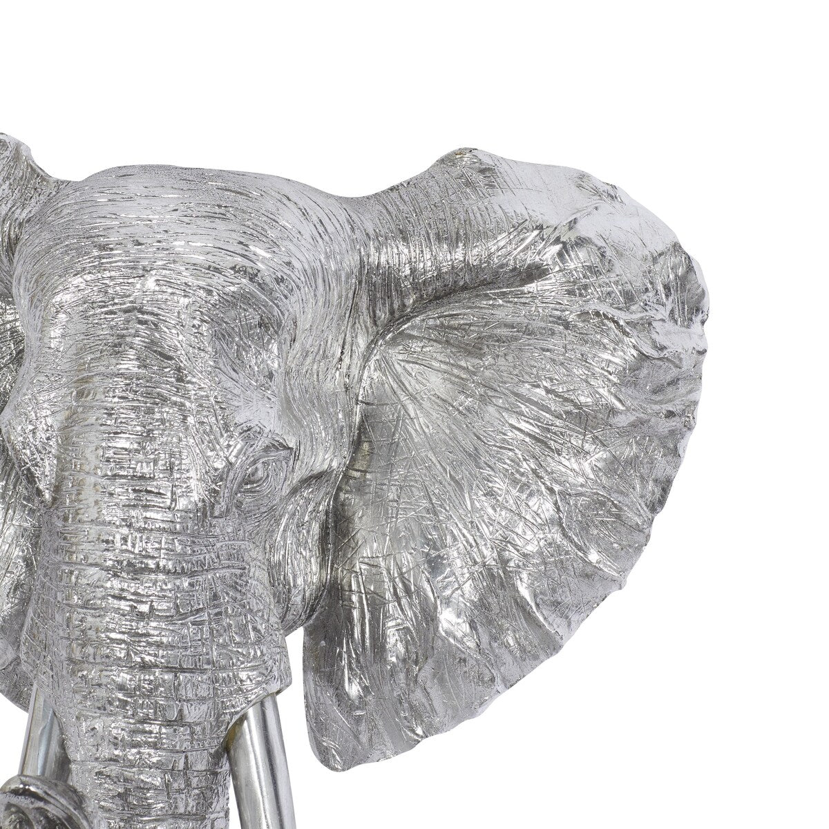 Polystone Elephant Metallic Home Wall Decor with Tusks - Silver - Roche River Decor