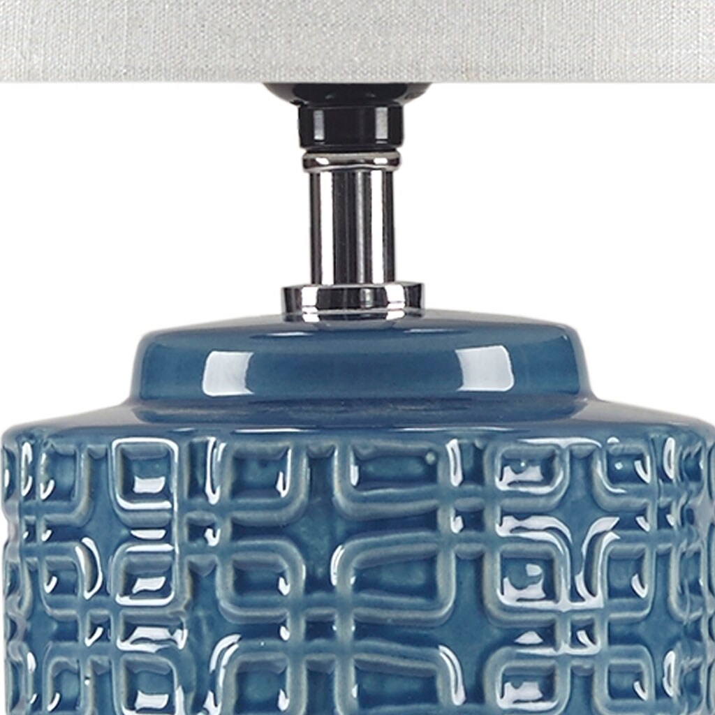 Gracie Mills Litzy Blue Geometric Ceramic Table Lamp - 11.81 Dia x 20.08H 5.12 Dia