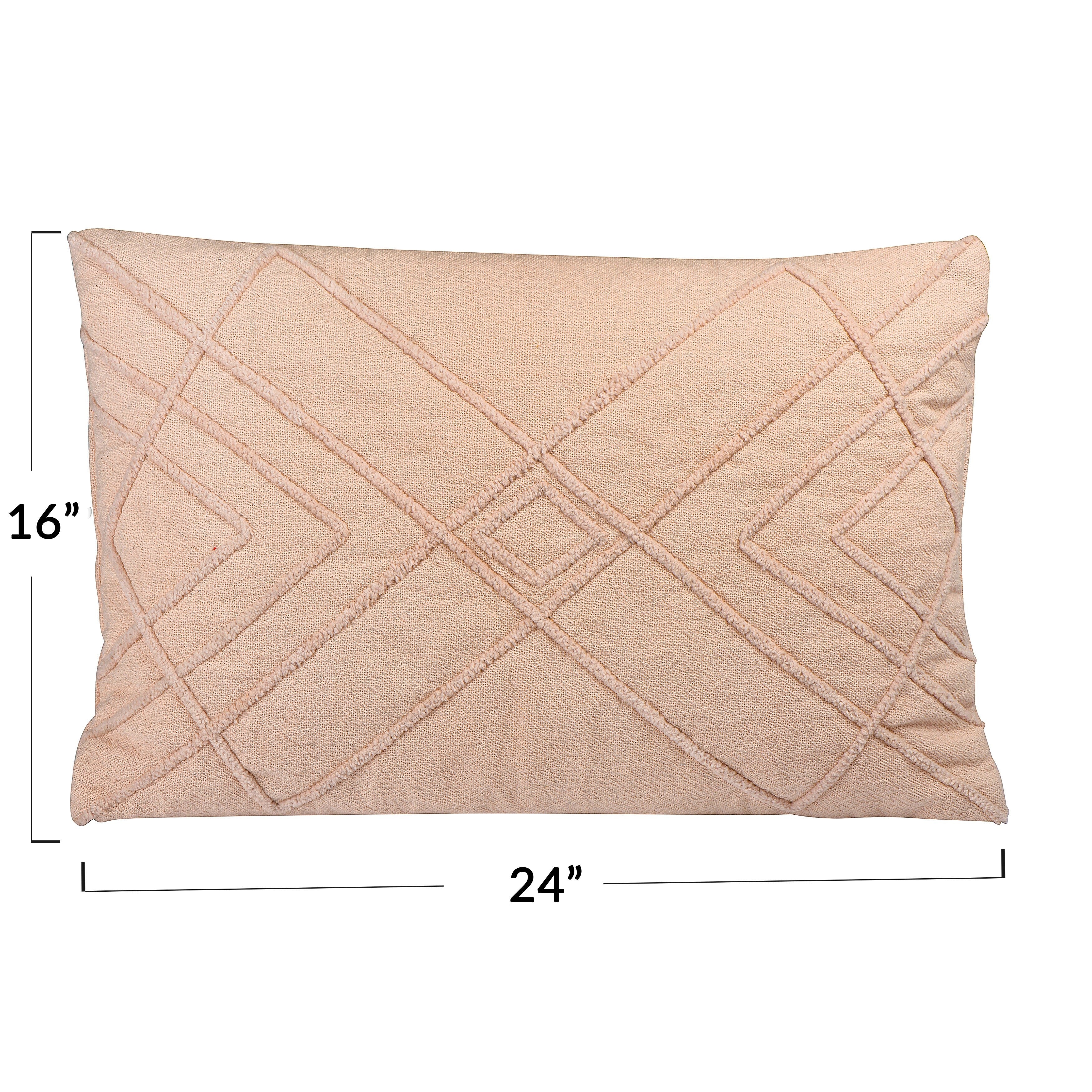 Embroidered Cotton Geometric Lumbar Pillow