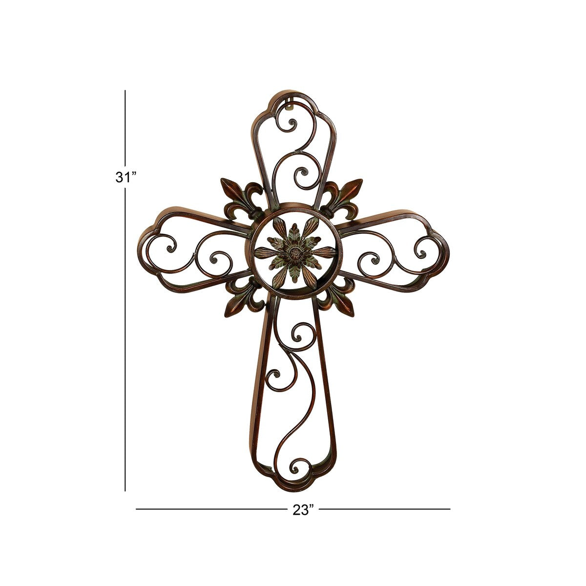 Metal Cross Scroll Home Wall Decor - Brown - Roche River Decor